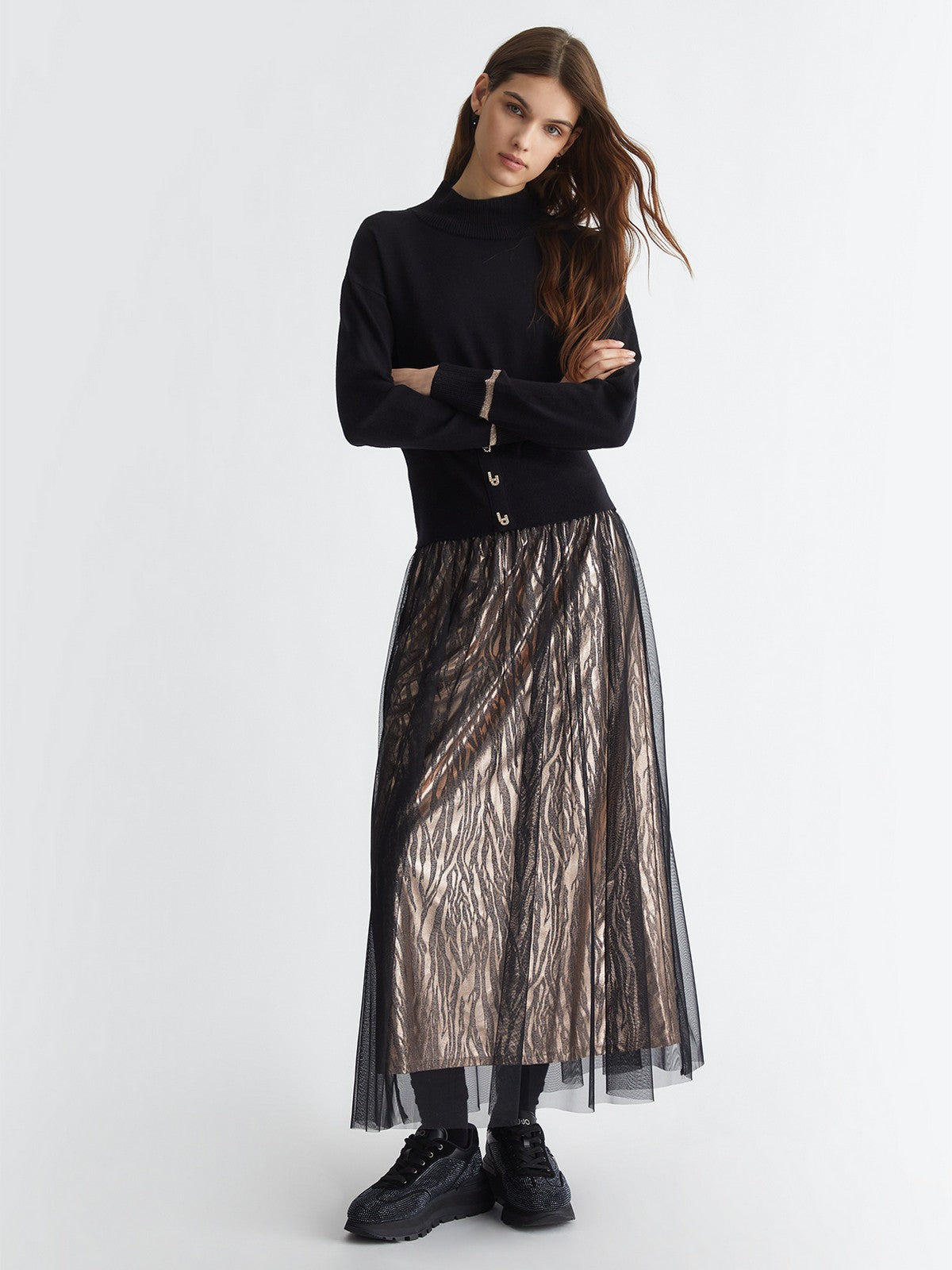 LIU JO SPORT Maglione dolcevita Donna TF4165MS75L A4268 Nero gioboutiqueweb