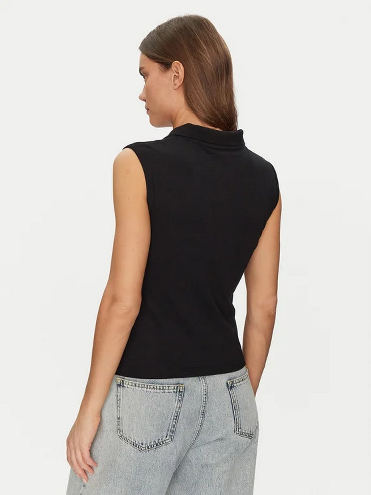 GUESS T-shirt Donna GJ SLEEVELESS COLLAR SLIM PKT W5GP24 KCYR1 JBLK Jet Black A996