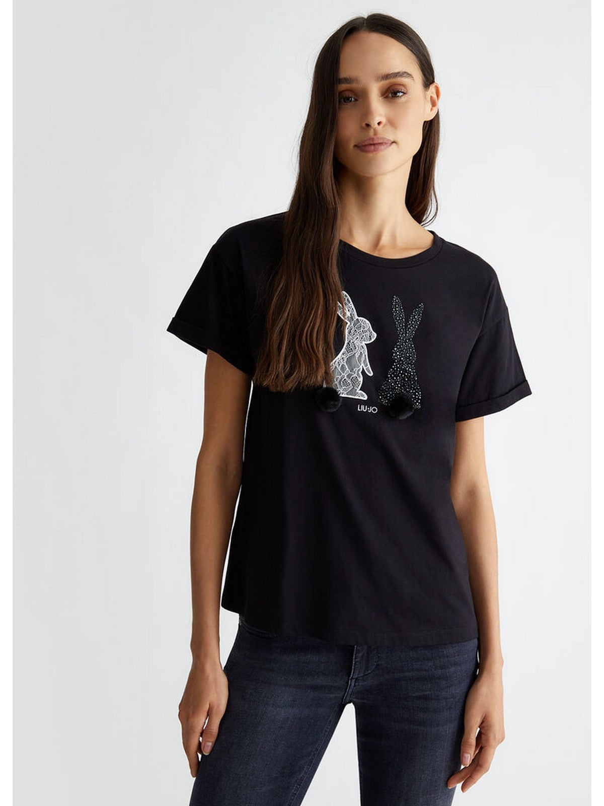 LIU JO WHITE T-Shirt e Polo Donna WF4411J5904 N9941 Nero gioboutiqueweb