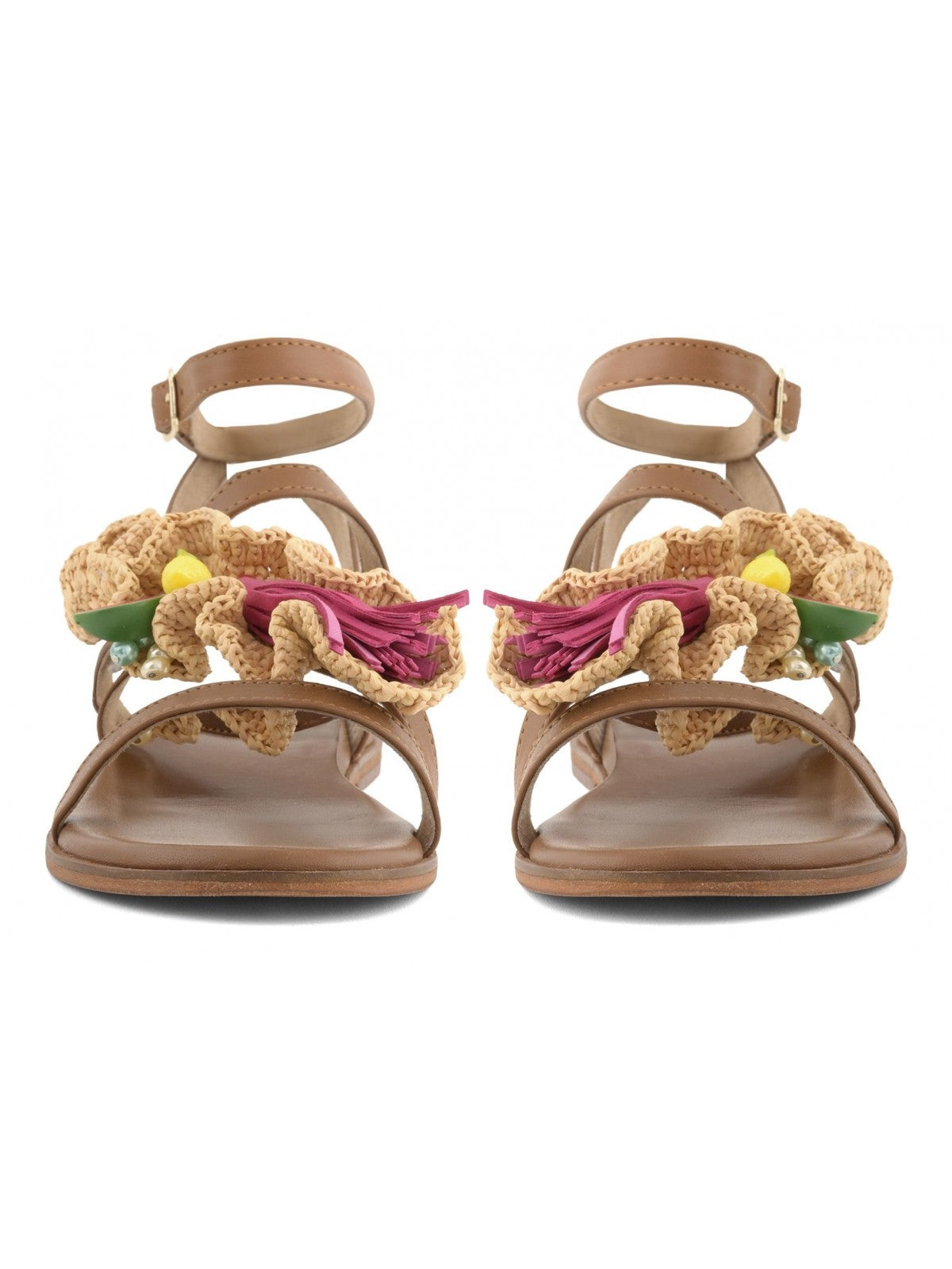 Coral Blue Sandalo Donna Leather sandal with rouche - CB.R226.11 TAN