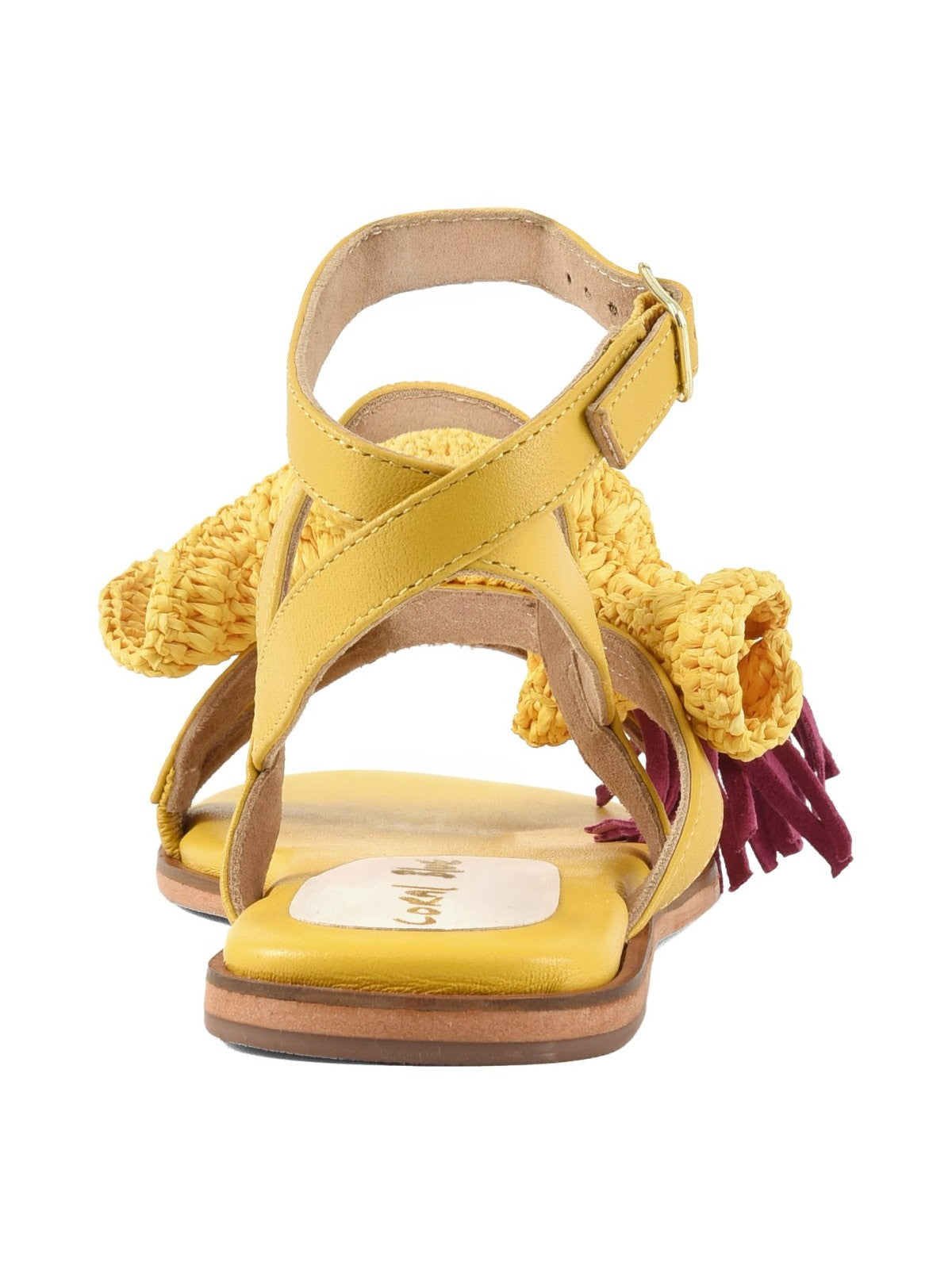 Coral Blue Sandalo Donna Leather sandal with rouche - CB.R226.11 YEL