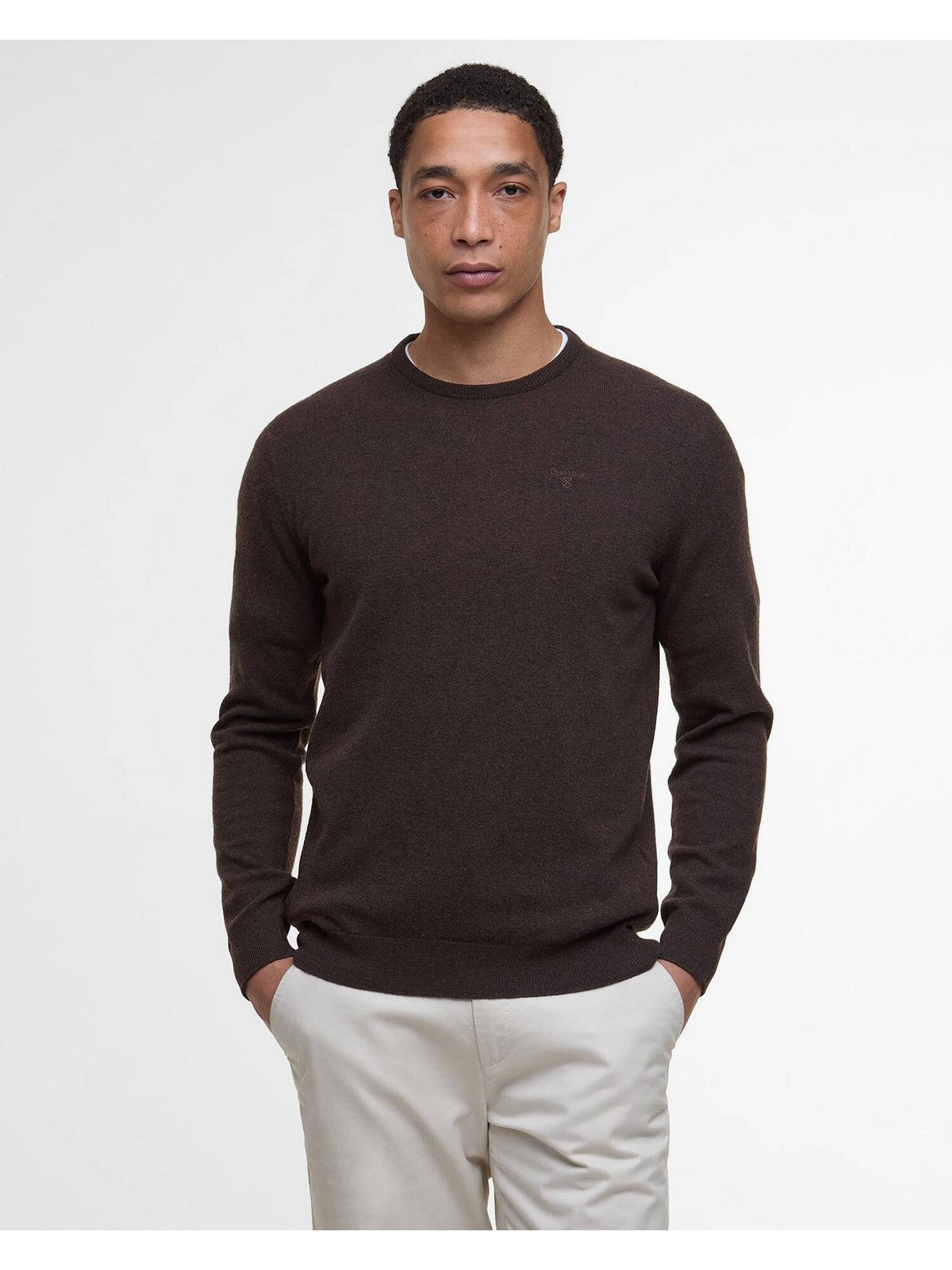 BARBOUR Maglione Uomo ESSENTIAL L MKN0345 BR17 DARK OAK