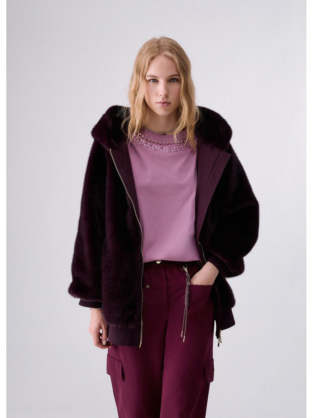 LIU JO SPORT Pelliccia Donna Dk.red aubergine - TF6064E1135 X0790