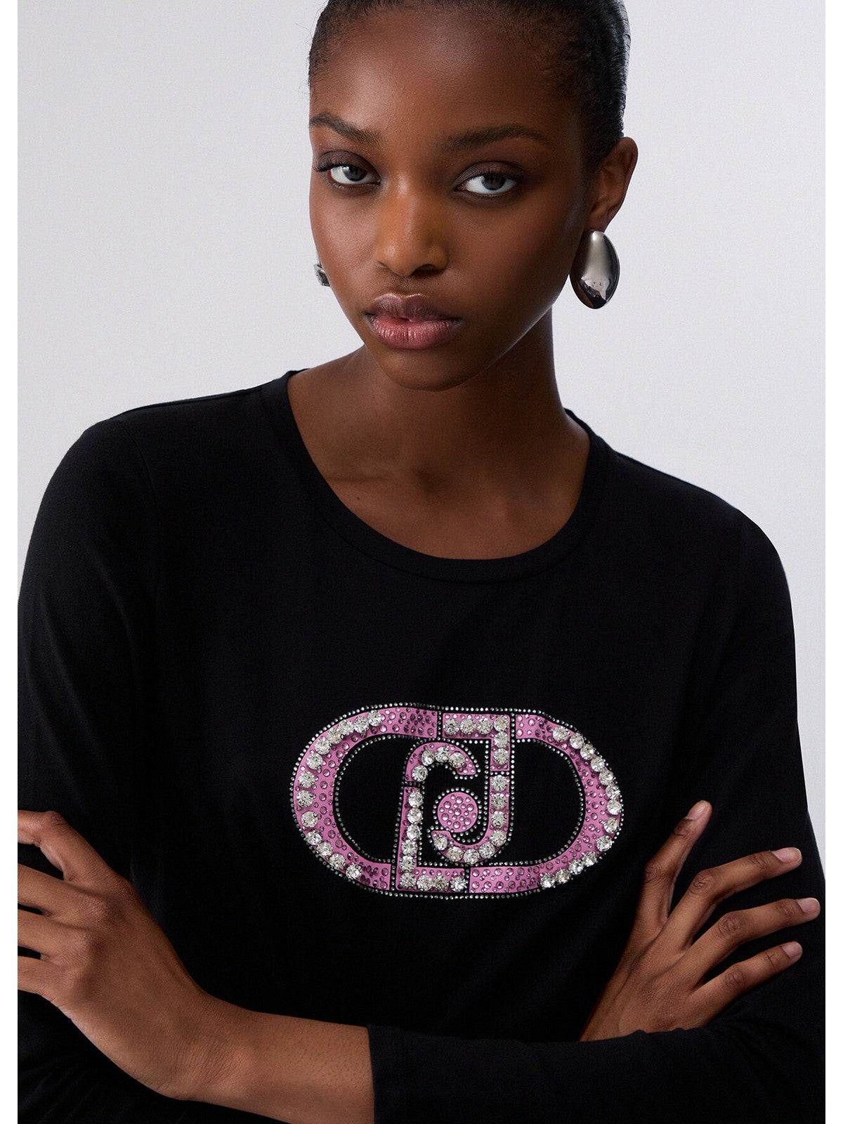 LIU JO SPORT T-shirt Donna Nero/monogram stone - TF6245JS003 L9312