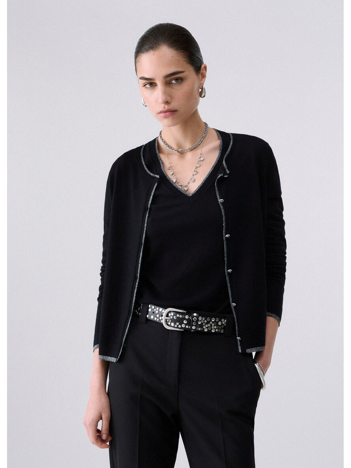 LIU JO WHITE Cardigan Donna Nero - WF6014MS49I 22222