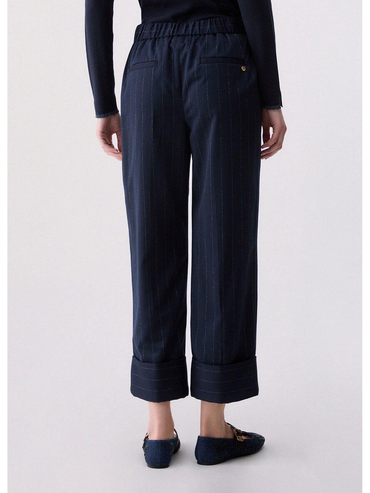LIU JO WHITE Pantalone Donna Blu lurex pin stripe - WF6250T731A L9173