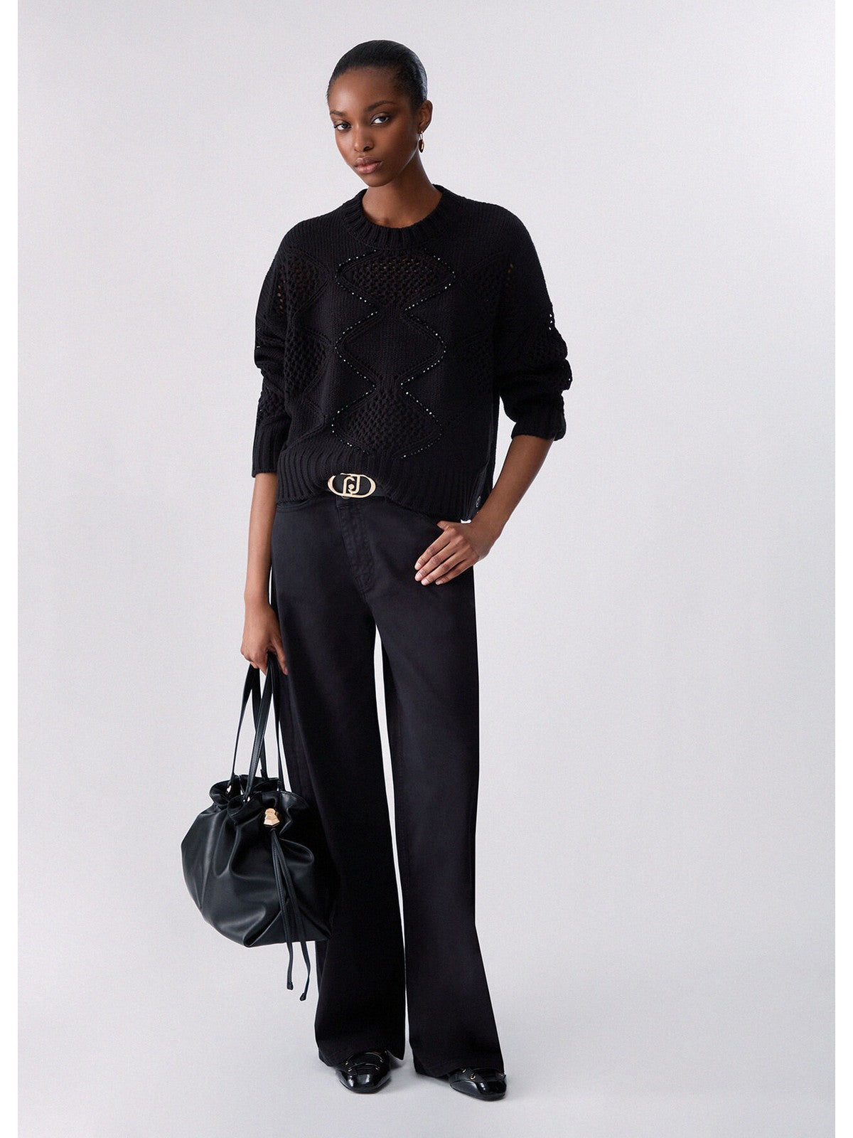 LIU JO WHITE Maglione Donna Nero - WF6286MA37R 22222 gioboutiqueweb