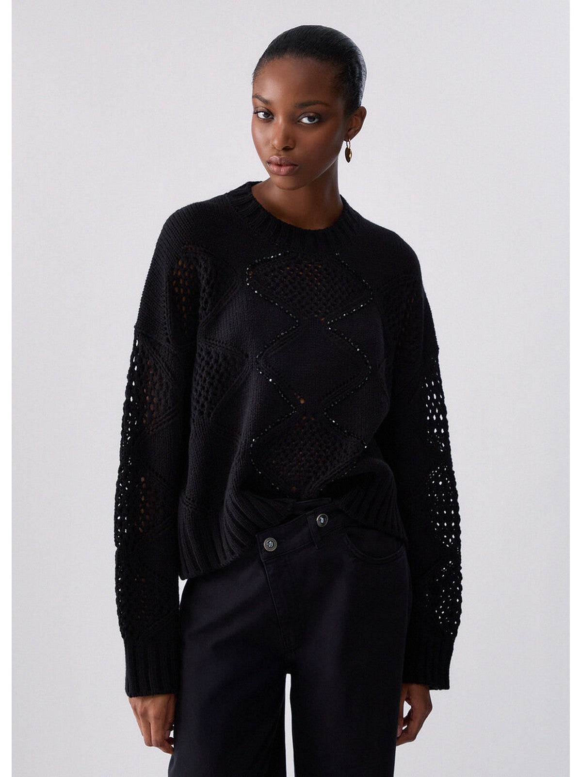 LIU JO WHITE Maglione Donna Nero - WF6286MA37R 22222 gioboutiqueweb