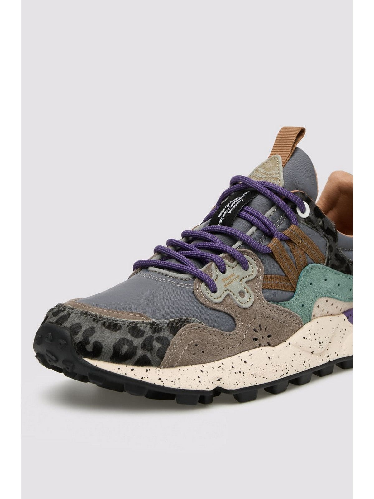 FLOWER MOUNTAIN Sneaker Donna YAMANO 3 UNI SUEDE/PONY HAIR/NYLON DARK GREY-ANTHRACITE-BOTTLE - 2017818-56-1B74