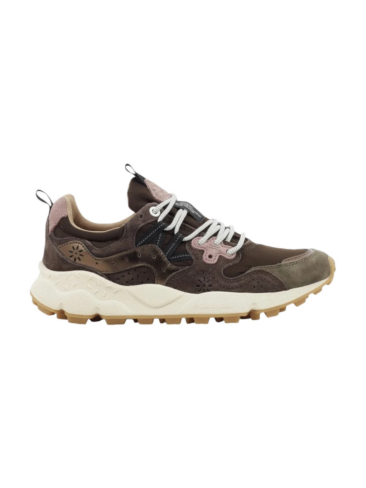 FLOWER MOUNTAIN Sneaker Donna YAMANO 3 UNI SUEDE/NYLON/LAMINATED GOAT SKIN BROWN-BRONZE-PINK - 2017818-82-4D80