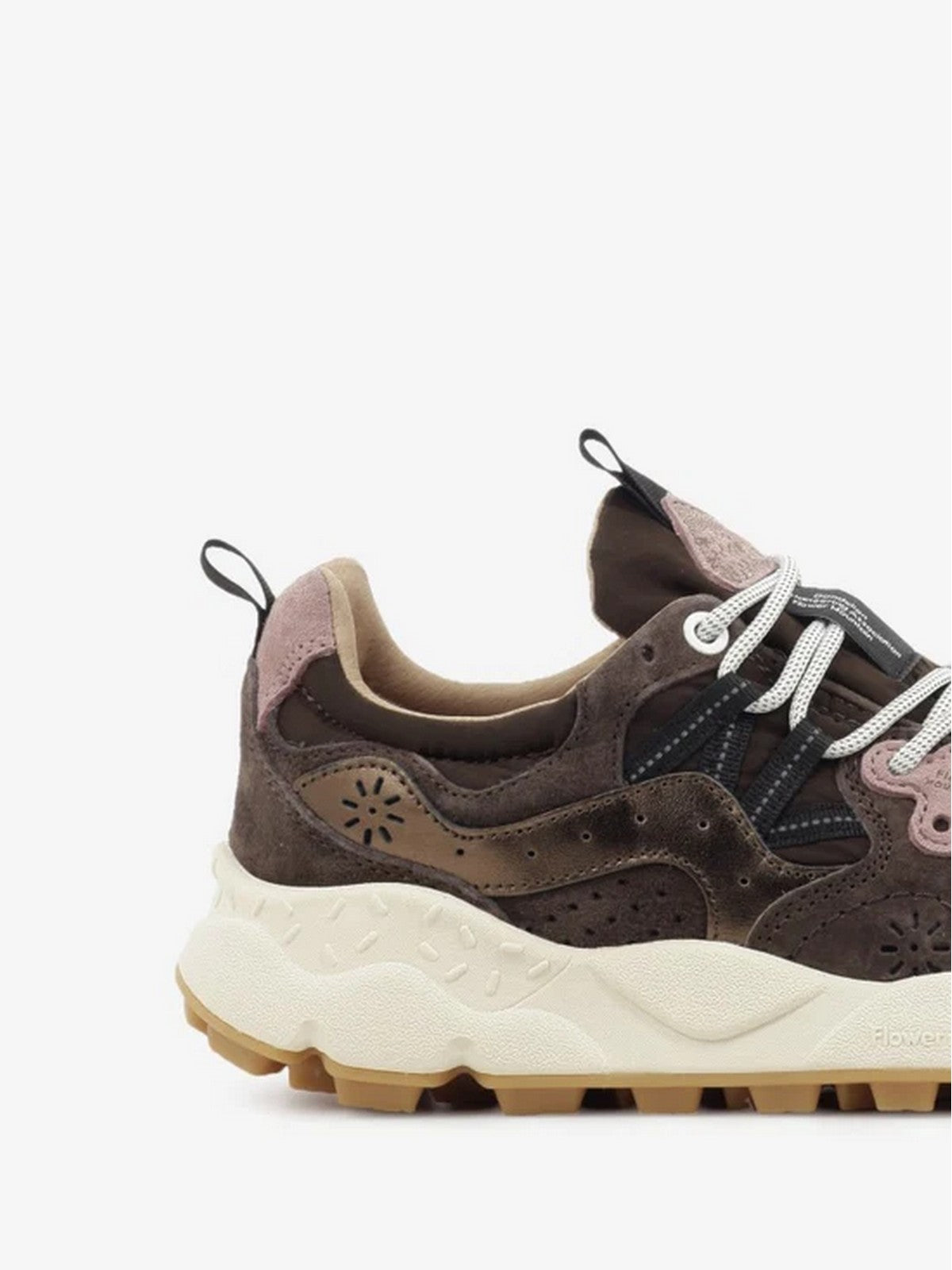 FLOWER MOUNTAIN Sneaker Donna YAMANO 3 UNI SUEDE/NYLON/LAMINATED GOAT SKIN BROWN-BRONZE-PINK - 2017818-82-4D80