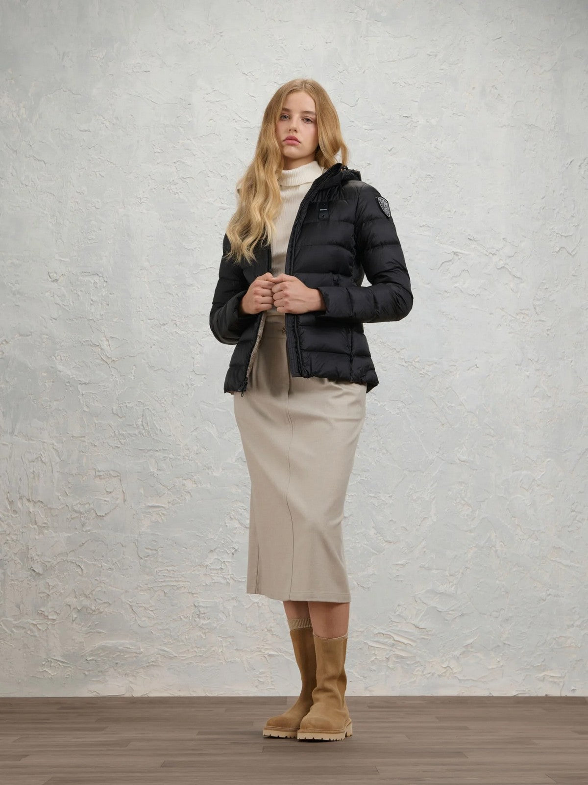 BLAUER Piumino Donna CHARME NERO interno BEIGE 301 - 26WBLDC03037 006047 999EI