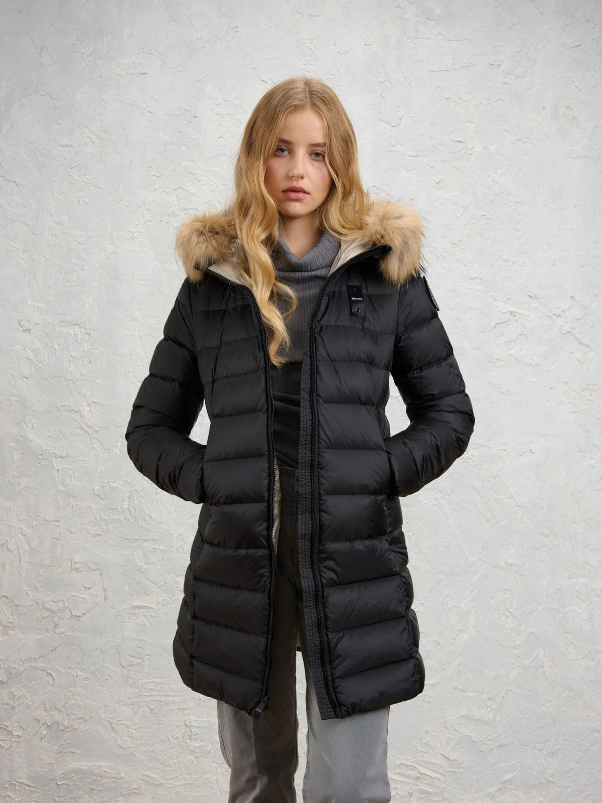 BLAUER Piumino Donna KRISTIN NERO interno BEIGE 301 - 26WBLDK03040 006047 999EI