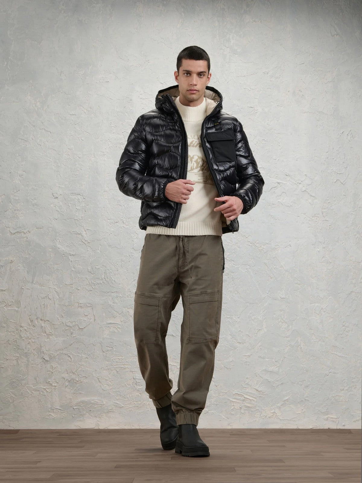 BLAUER Piumino Uomo BRYANT NERO interno BEIGE 301 - 26WBLUC02053 005958 999EI