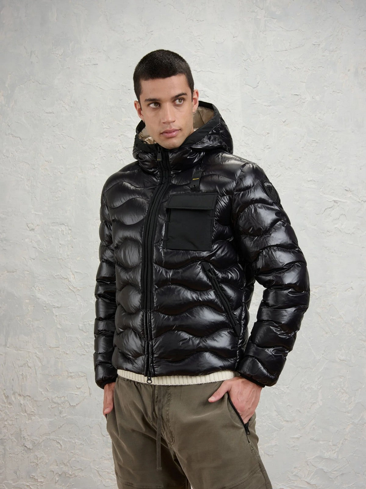 BLAUER Piumino Uomo BRYANT NERO interno BEIGE 301 - 26WBLUC02053 005958 999EI
