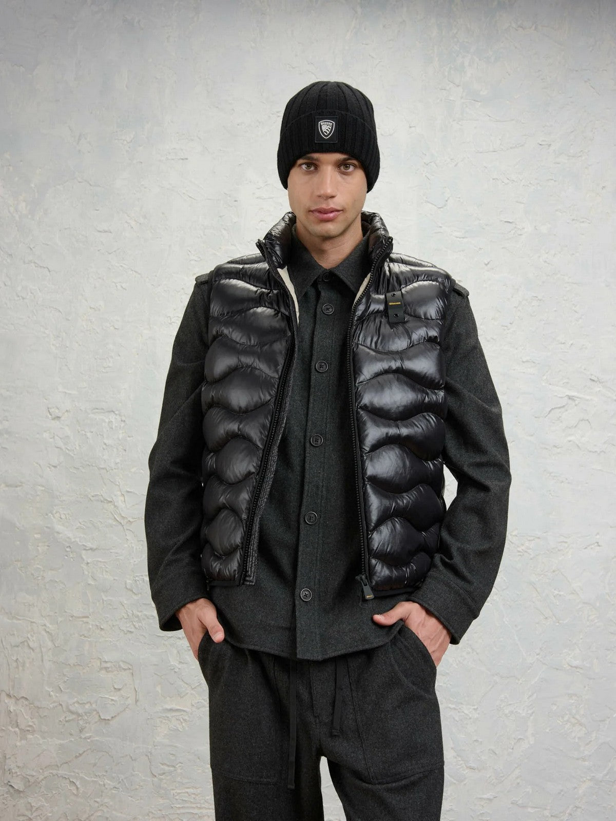 BLAUER Gilet Uomo DANNY NERO interno BEIGE 301 - 26WBLUX02055 005958 999EI gioboutiqueweb