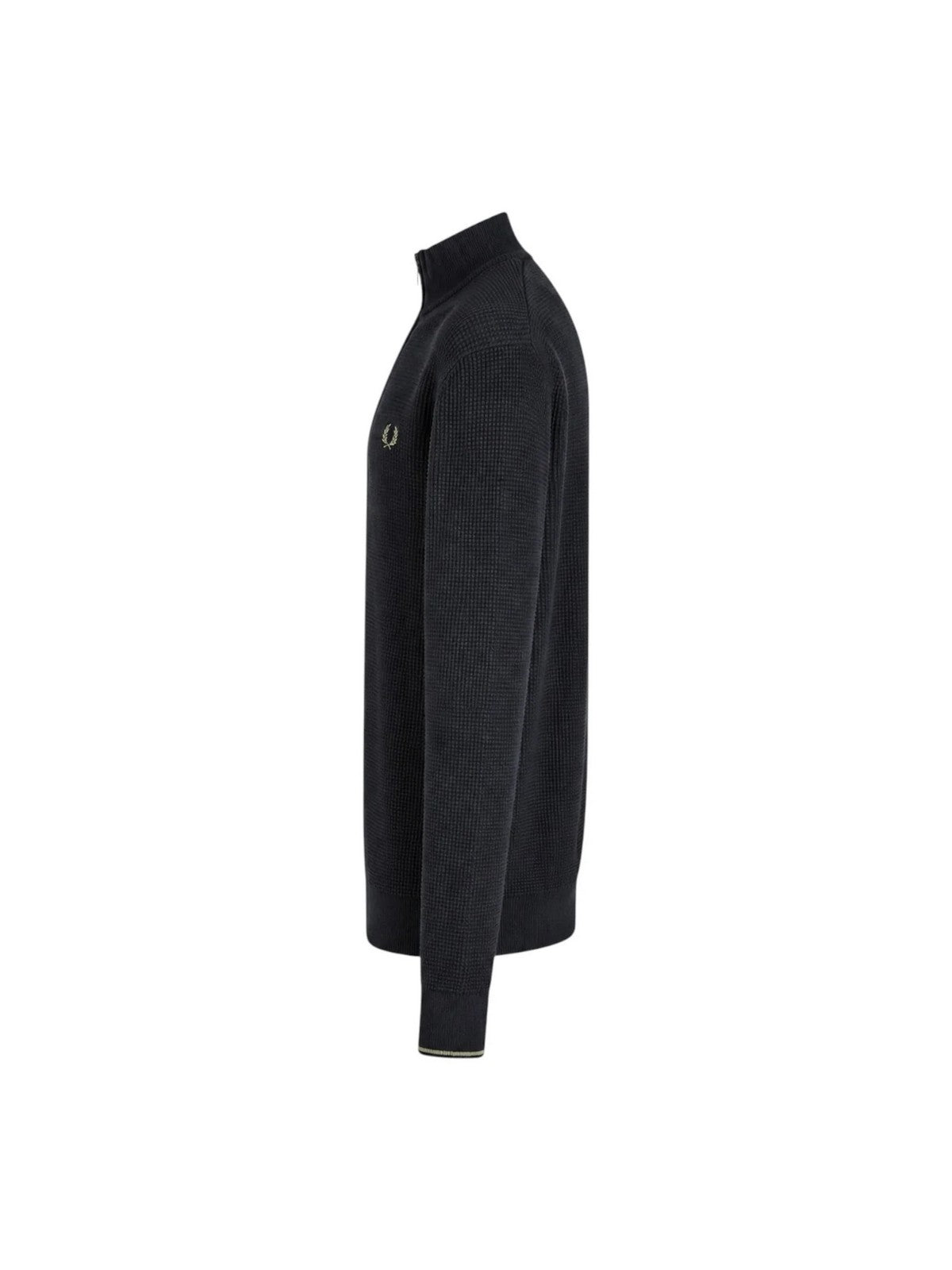 FRED PERRY Maglione Uomo FP WAFFLE STITCH HALF ZIP JUMPER BLACK - FP-K8557 198 gioboutiqueweb