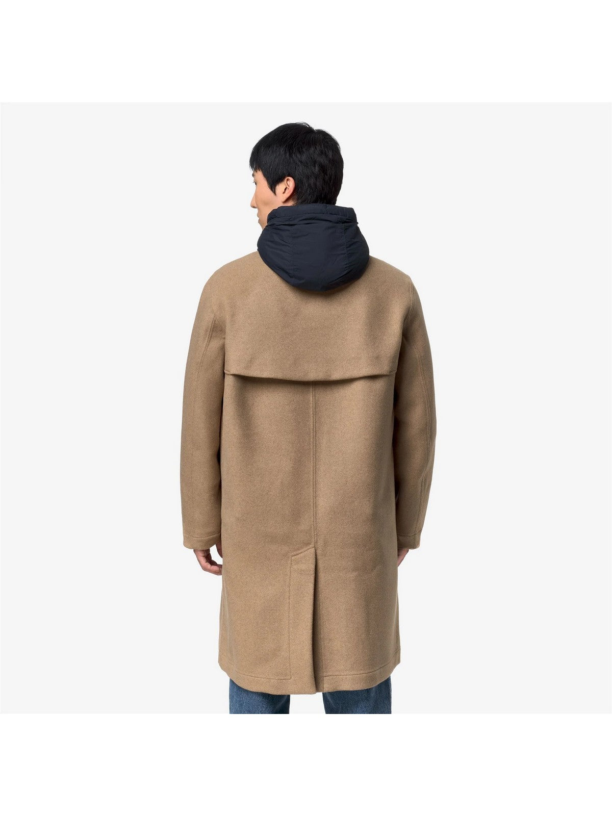K-WAY Cappotto Uomo POIROL WOOL NYLON Beige Khaki - Blue D - K3151GW DB6