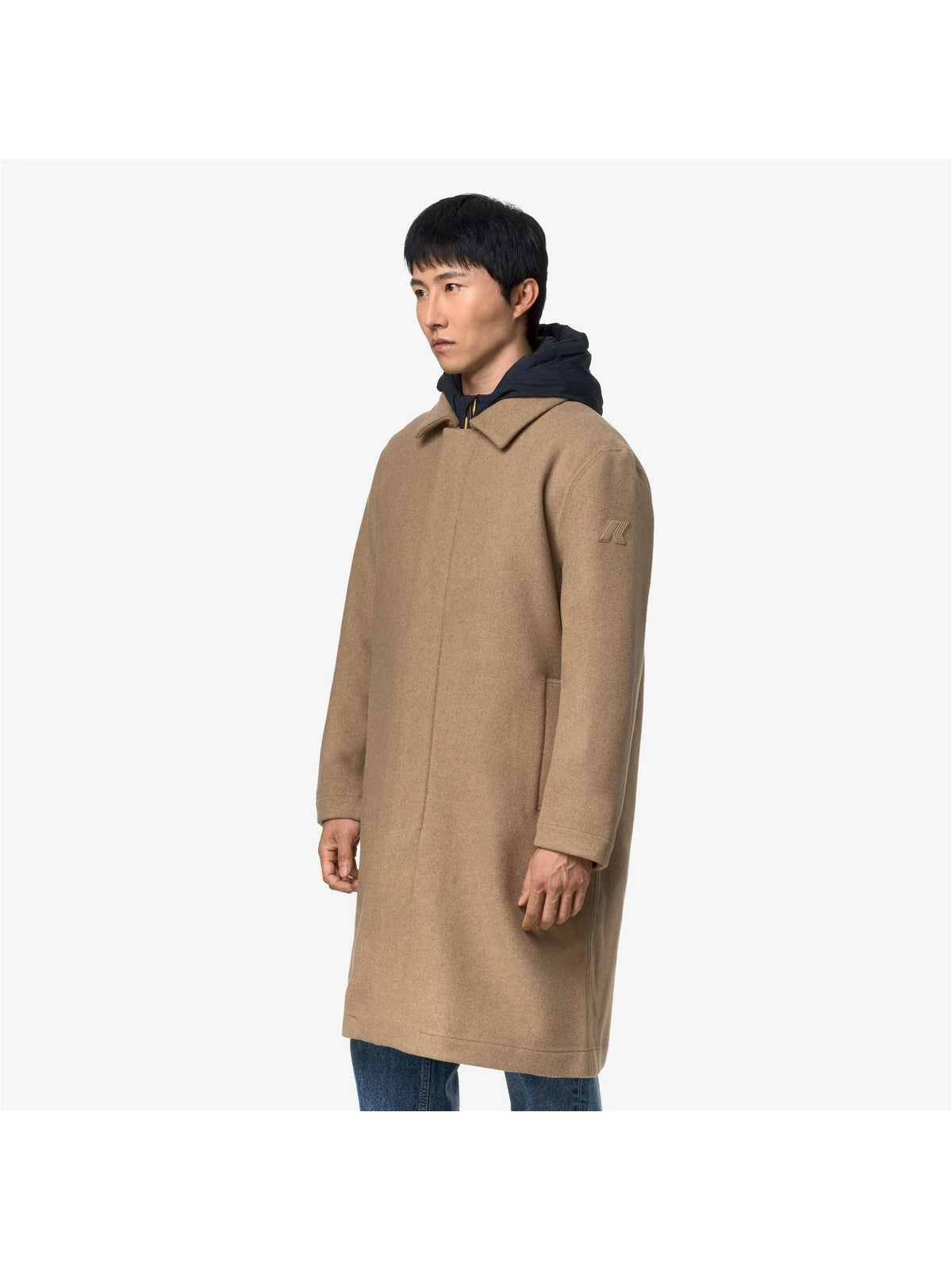 K-WAY Cappotto Uomo POIROL WOOL NYLON Beige Khaki - Blue D - K3151GW DB6