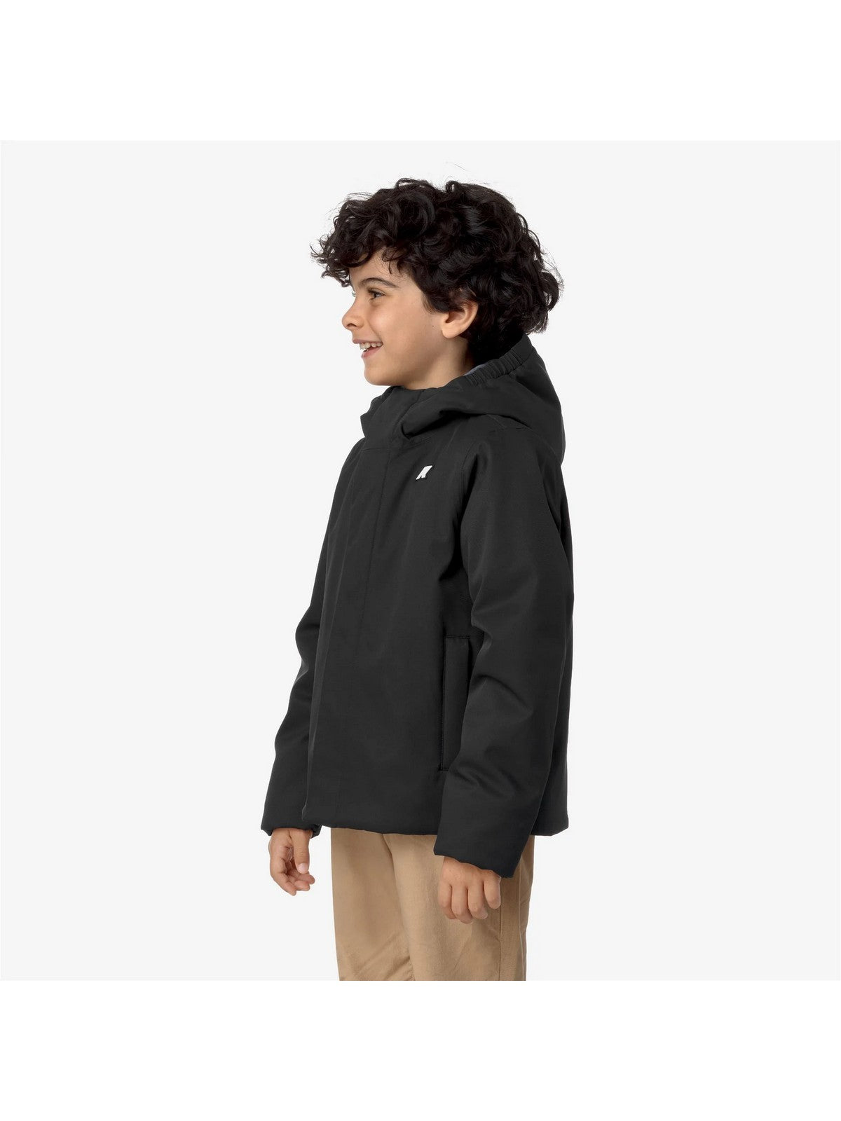 K-WAY KIDS CORTO Unisex bambino P. JACKO TWILL MARMOTTA BLACK P-BLUE A - K1128FW AL8 gioboutiqueweb