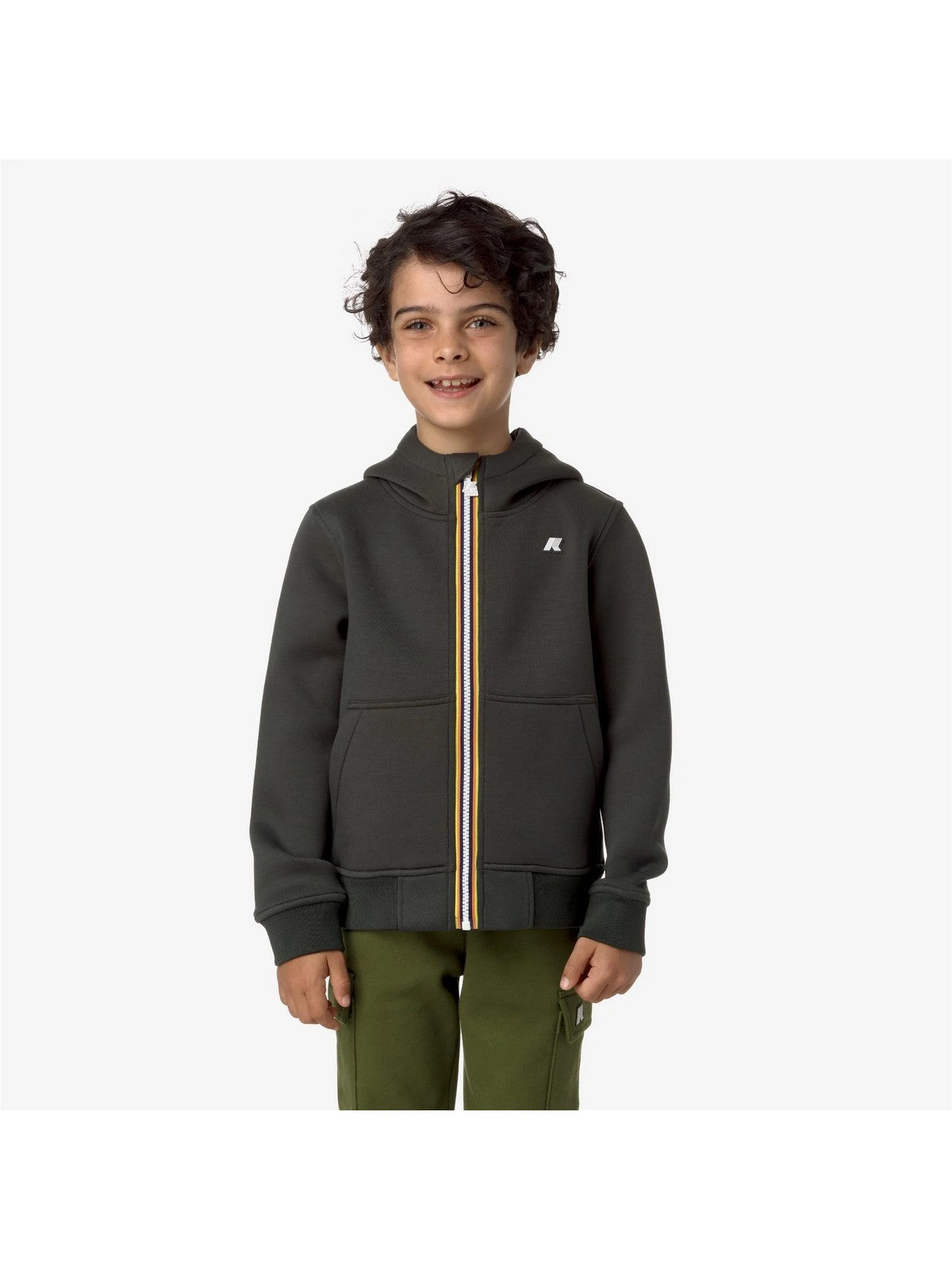 K-WAY KIDS Felpa Unisex bambino P. BERENGER SPACER GREEN BLACKISH - K2124RW WMR gioboutiqueweb