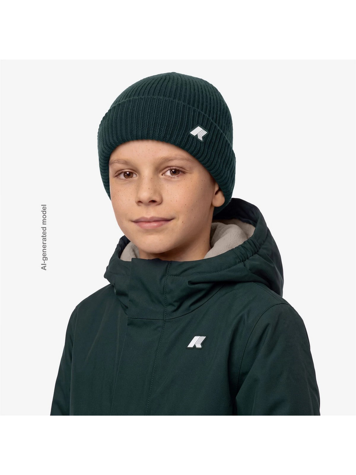 K-WAY KIDS Cappello Bambini e ragazzi P. BRICE CARDIGAN STITCH Green Dk Jungle - K31358W 228 gioboutiqueweb