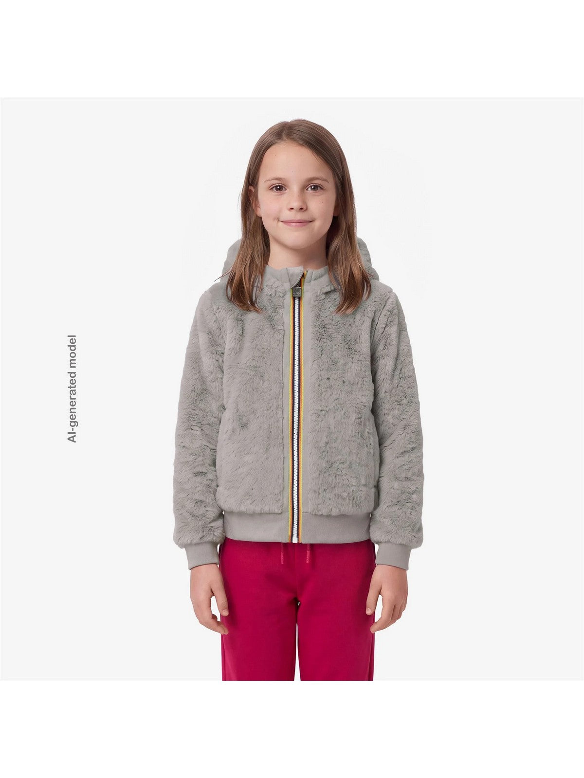K-WAY KIDS Hoodie Full Zip Bambine e ragazze P. DEVA LIGHT SPACER FUR DOUBL PINK SALLOW - FUR - K5134NW DAI gioboutiqueweb