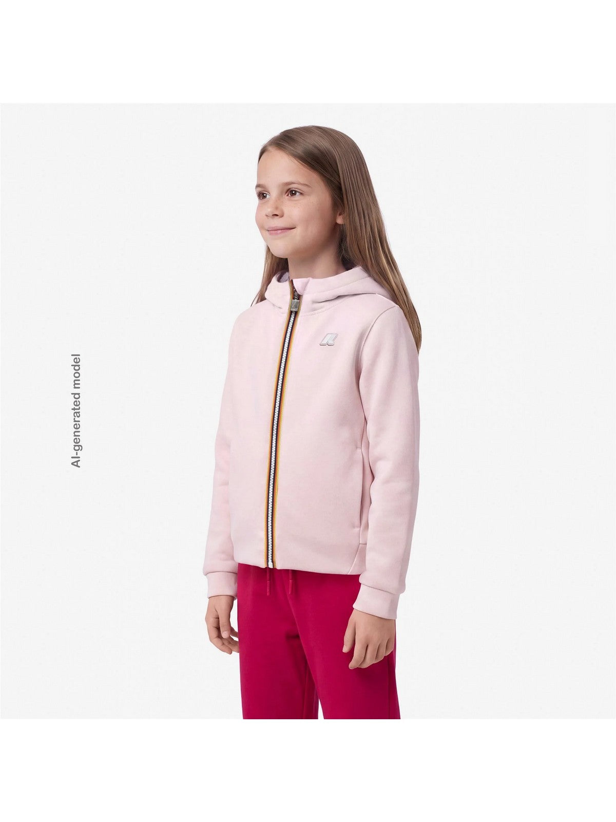 K-WAY KIDS Hoodie Full Zip Bambine e ragazze P. DEVA LIGHT SPACER FUR DOUBL PINK SALLOW - FUR - K5134NW DAI gioboutiqueweb