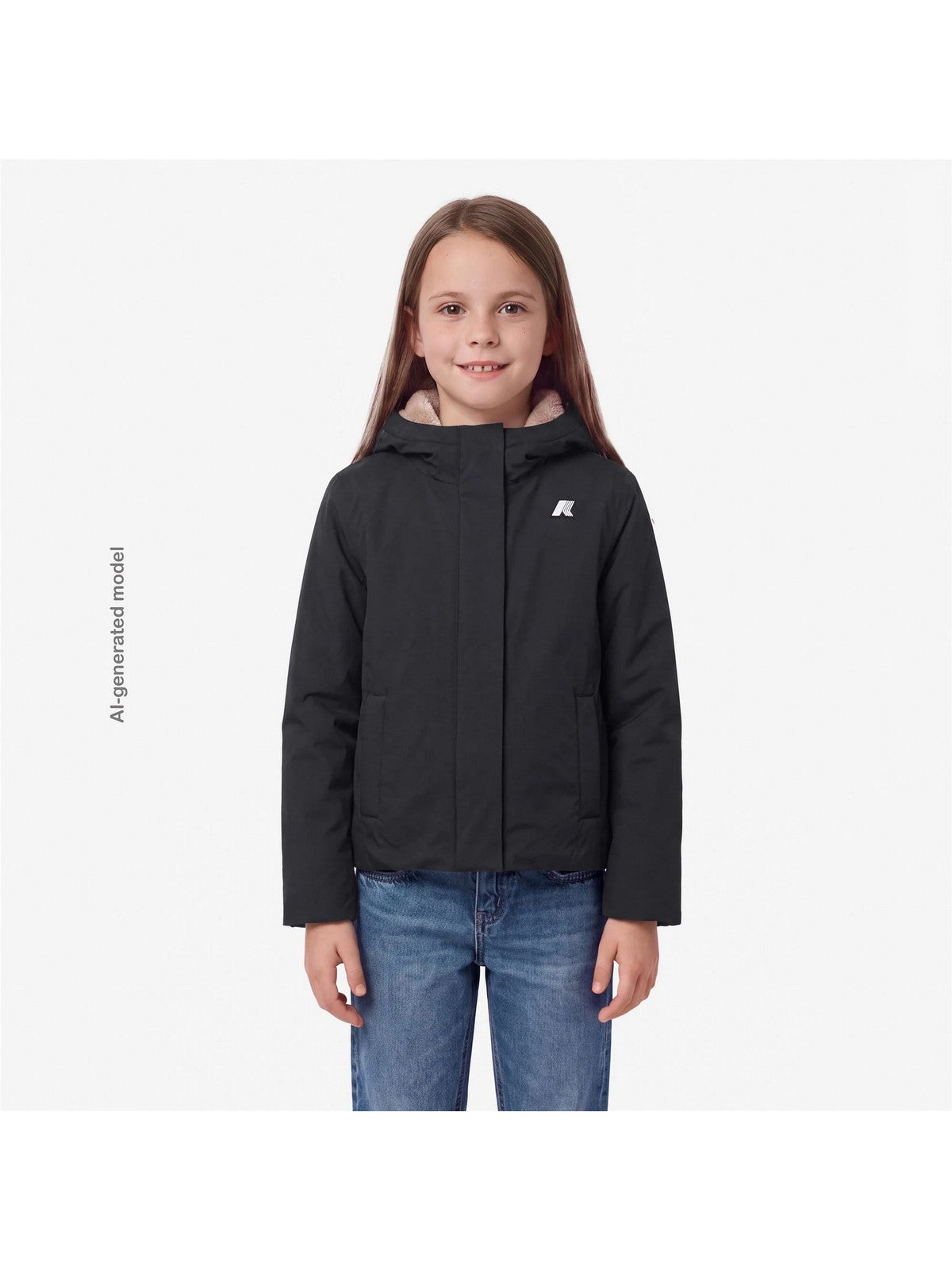 K-WAY KIDS CORTO Unisex bambino P. LILY TWILL SOFT BEAVER Black Pure - Grey Wa - K7136ZW DCB gioboutiqueweb
