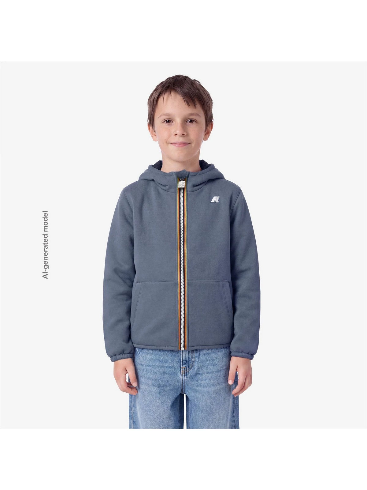 K-WAY KIDS Felpa Bambini e ragazzi P. JACK SPACER NYLON DOUBLE Blue Wild - Black Pu - K8161BW DCI gioboutiqueweb