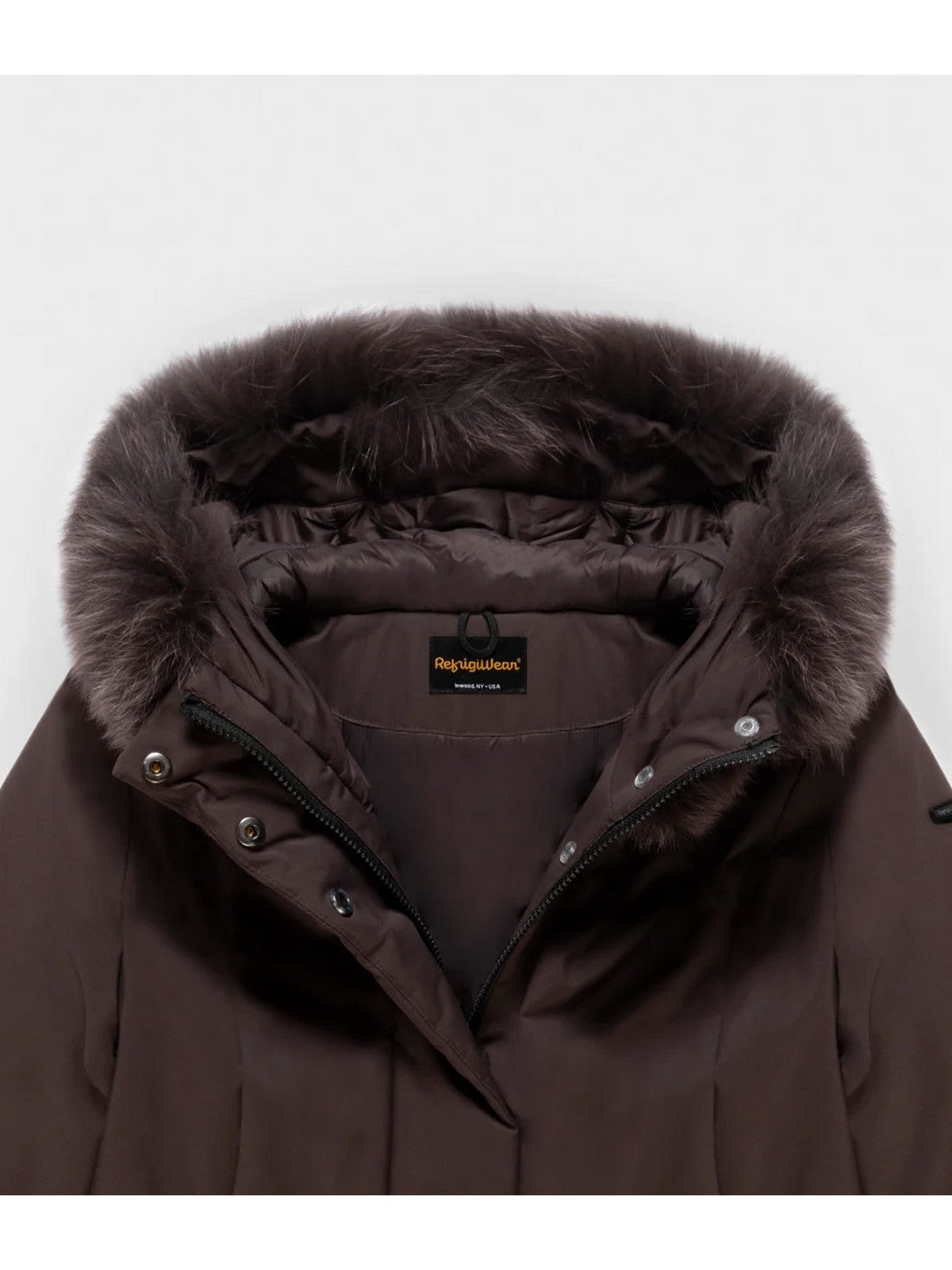 REFRIGIWEAR Piumino Donna LADY TECH/1 FUR JACKET BLACK COFFEE - W99108 XT3790 H01911