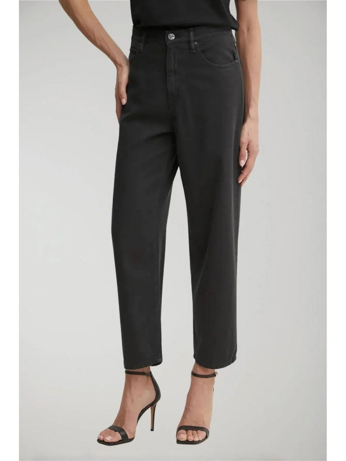 PINKO Pantalone Donna ESTELLE EGG BULL FISSO WASHED NERO LIMOUSINE - 103857-A3KU Z99