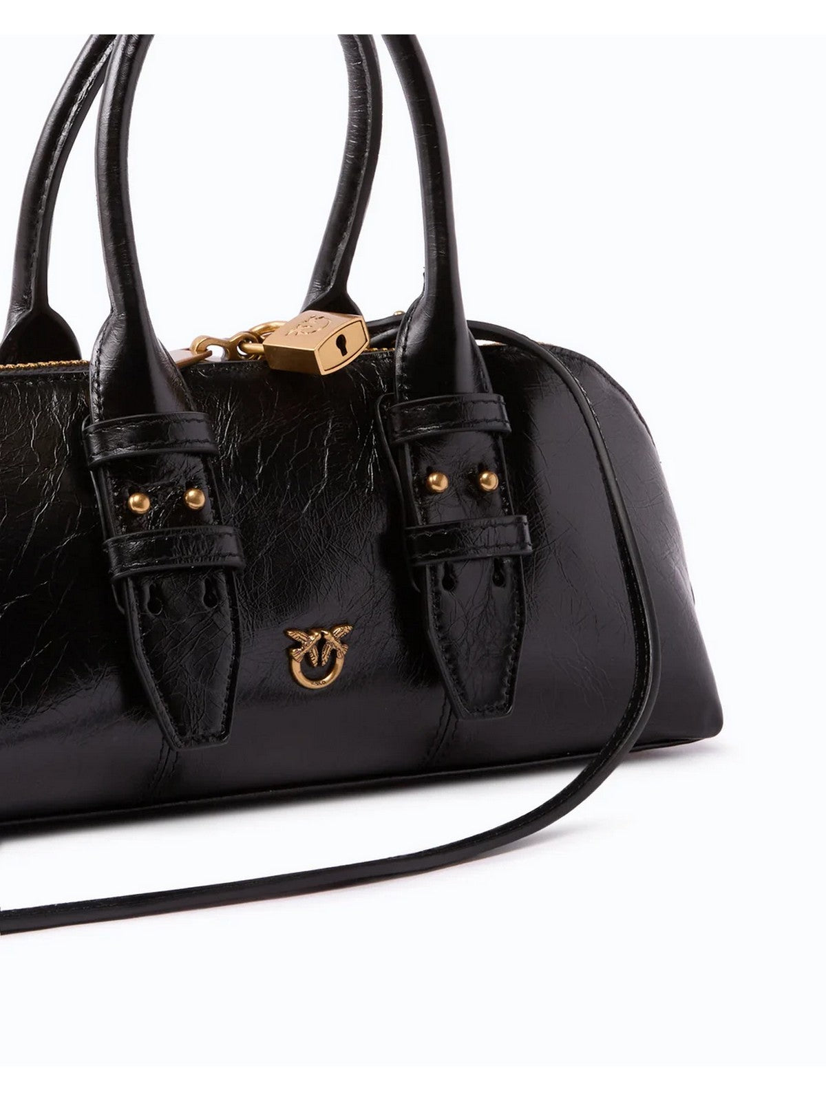 PINKO Borsa Donna BOWLING BAG HORIZONTAL NEW SHI NERO-ANTIQUE GOLD - 105334-A2JC Z99Q