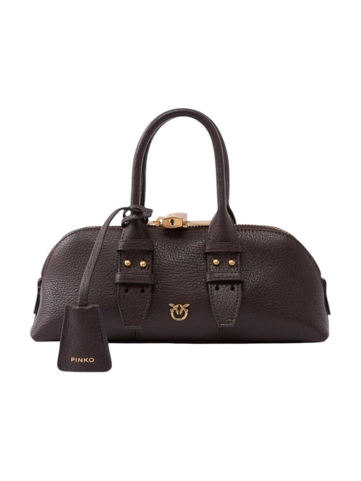 PINKO Borsa Donna BOWLING BAG HORIZONTAL SHEEP B MARRONE MARASCA-ANTIQUE GOLD - 105334-A3CX M12Q