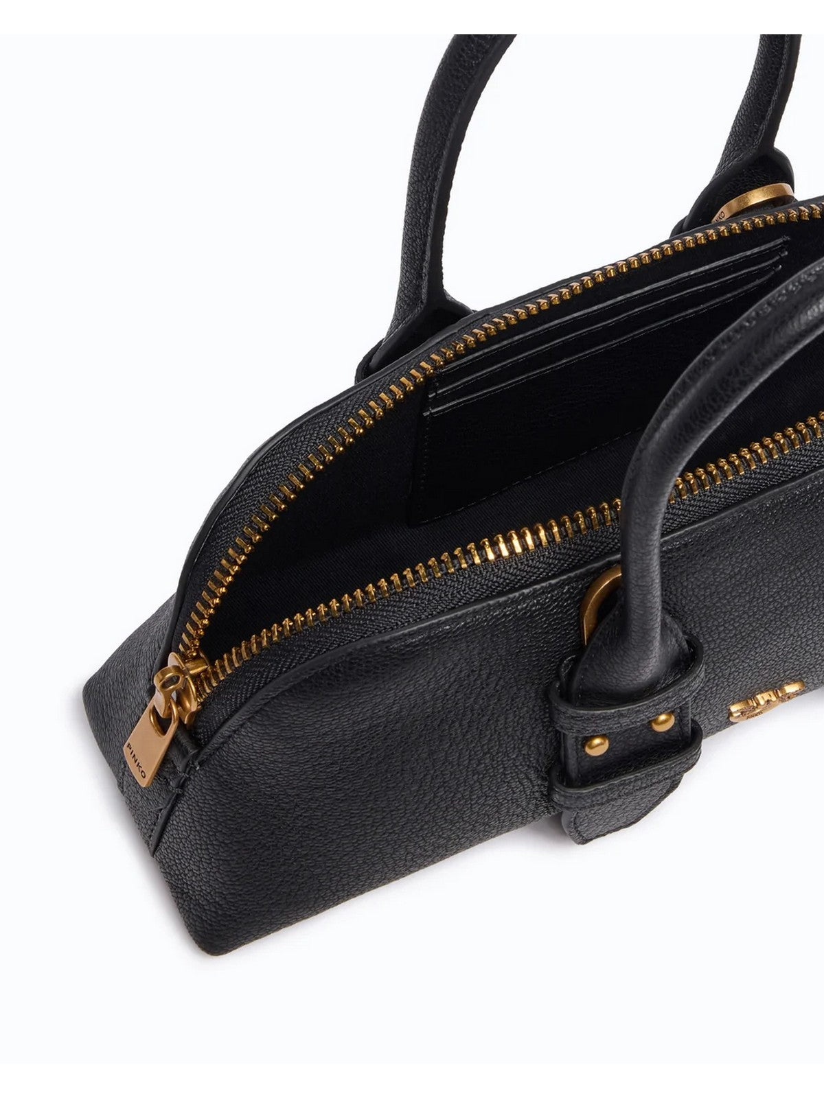 PINKO Borsa Donna BOWLING BAG HORIZONTAL SHEEP B NERO-ANTIQUE GOLD - 105334-A3CX Z99Q