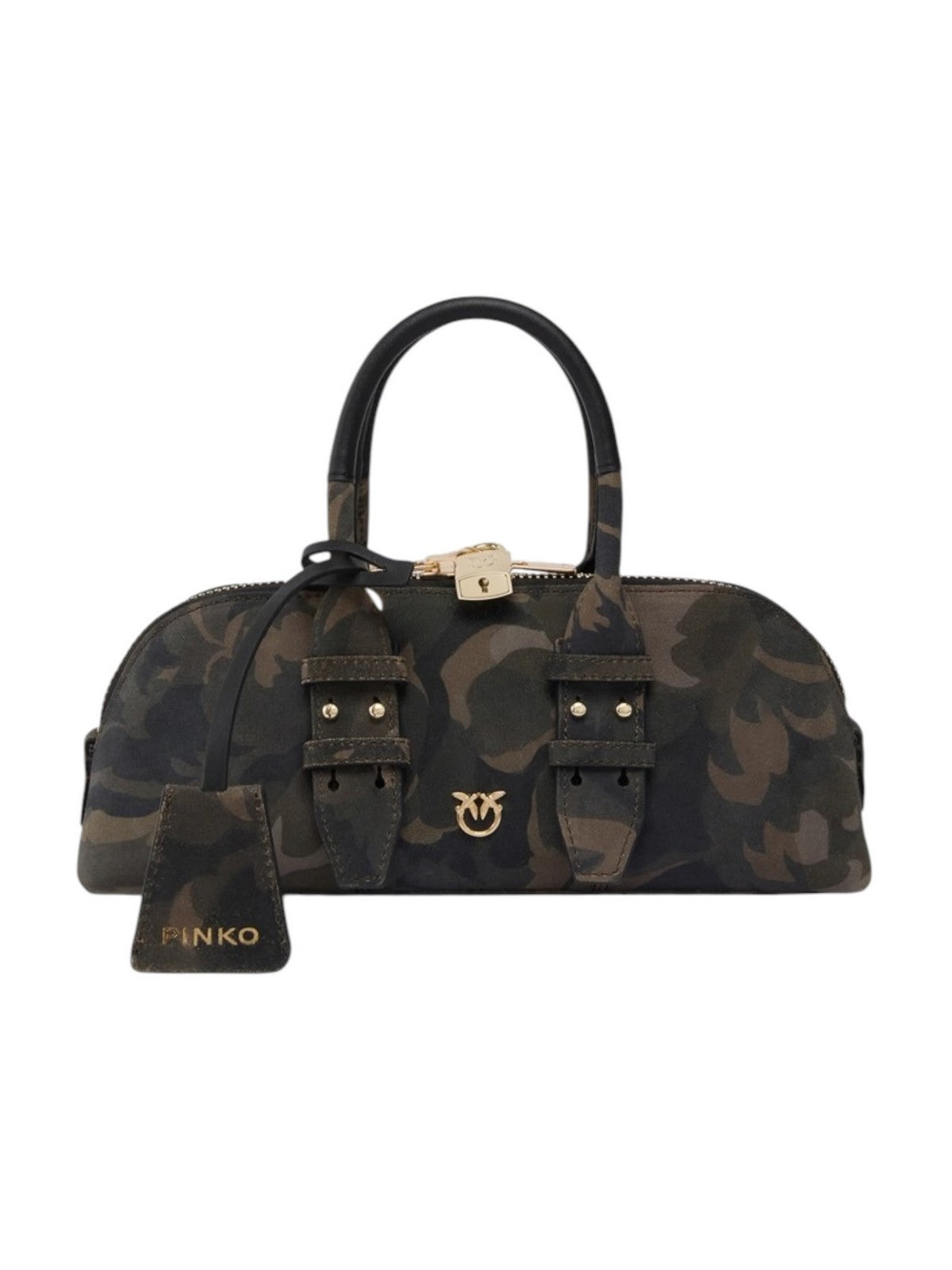 PINKO Borsa Donna BOWLING BAG HORIZONTAL SUEDE P MULT.MILITAR GREEN-GOLD - 105334-A3LR ST3Y