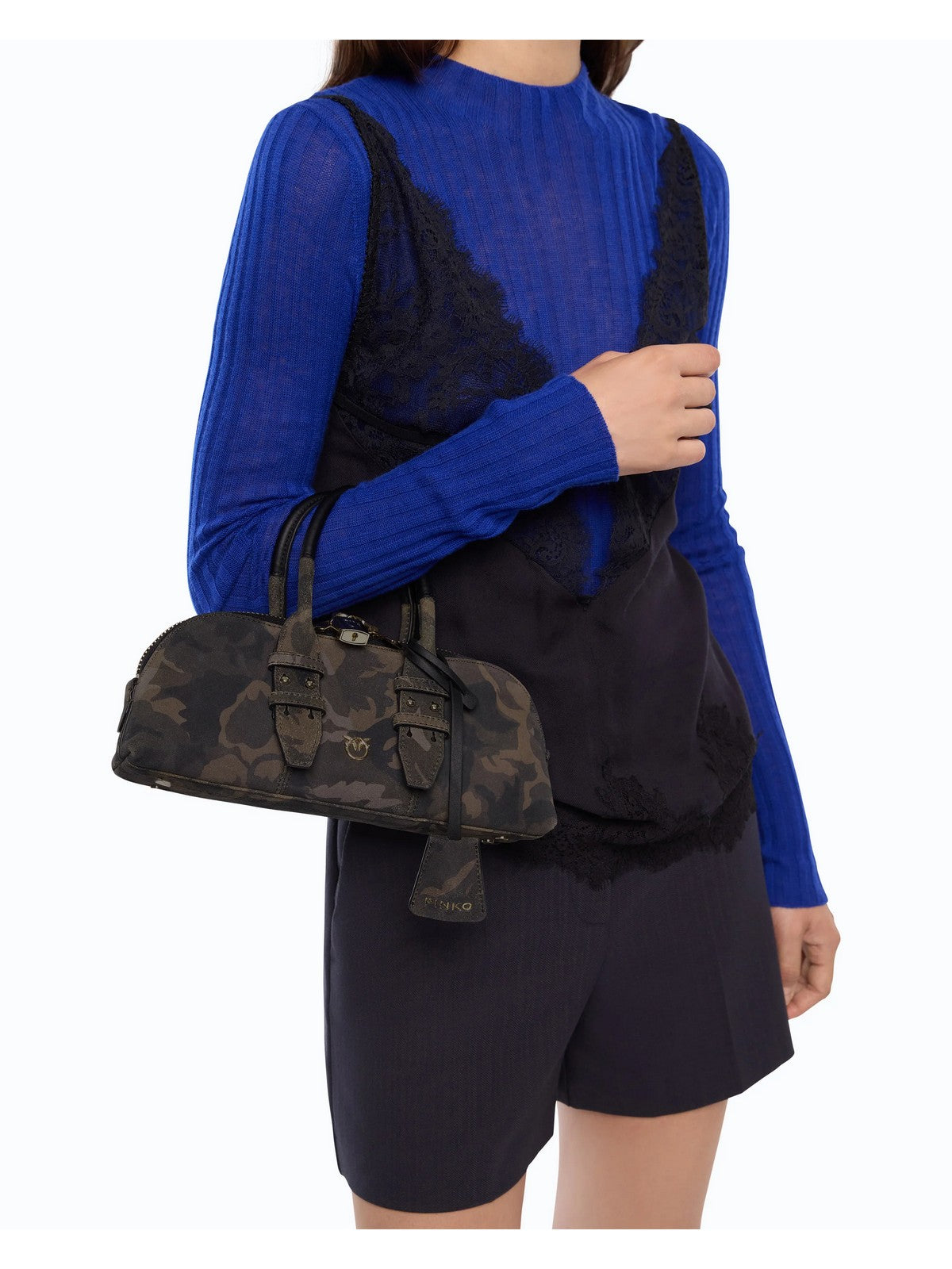 PINKO Borsa Donna BOWLING BAG HORIZONTAL SUEDE P MULT.MILITAR GREEN-GOLD - 105334-A3LR ST3Y