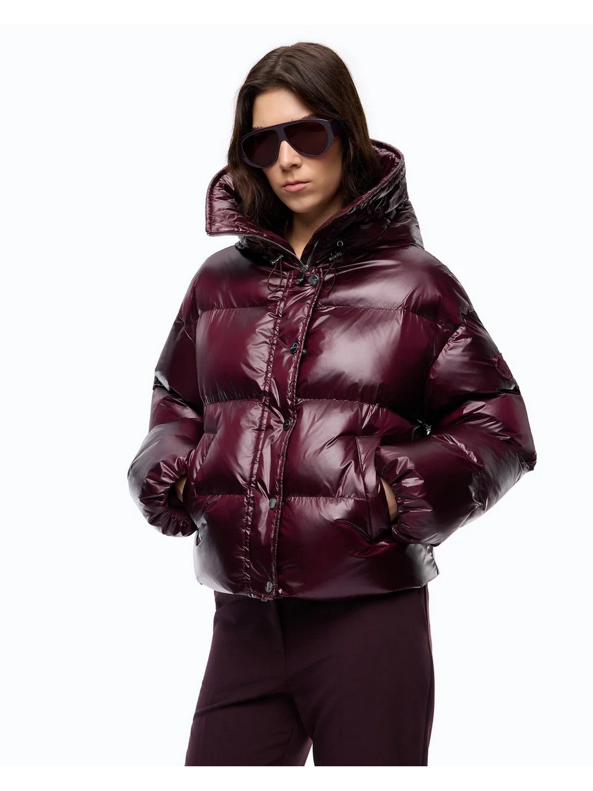 PINKO Piumino Donna IMPASTO IMBOTTITO TELA TECNICA BORDEAUX SCURO - 105656-A3FI RR7