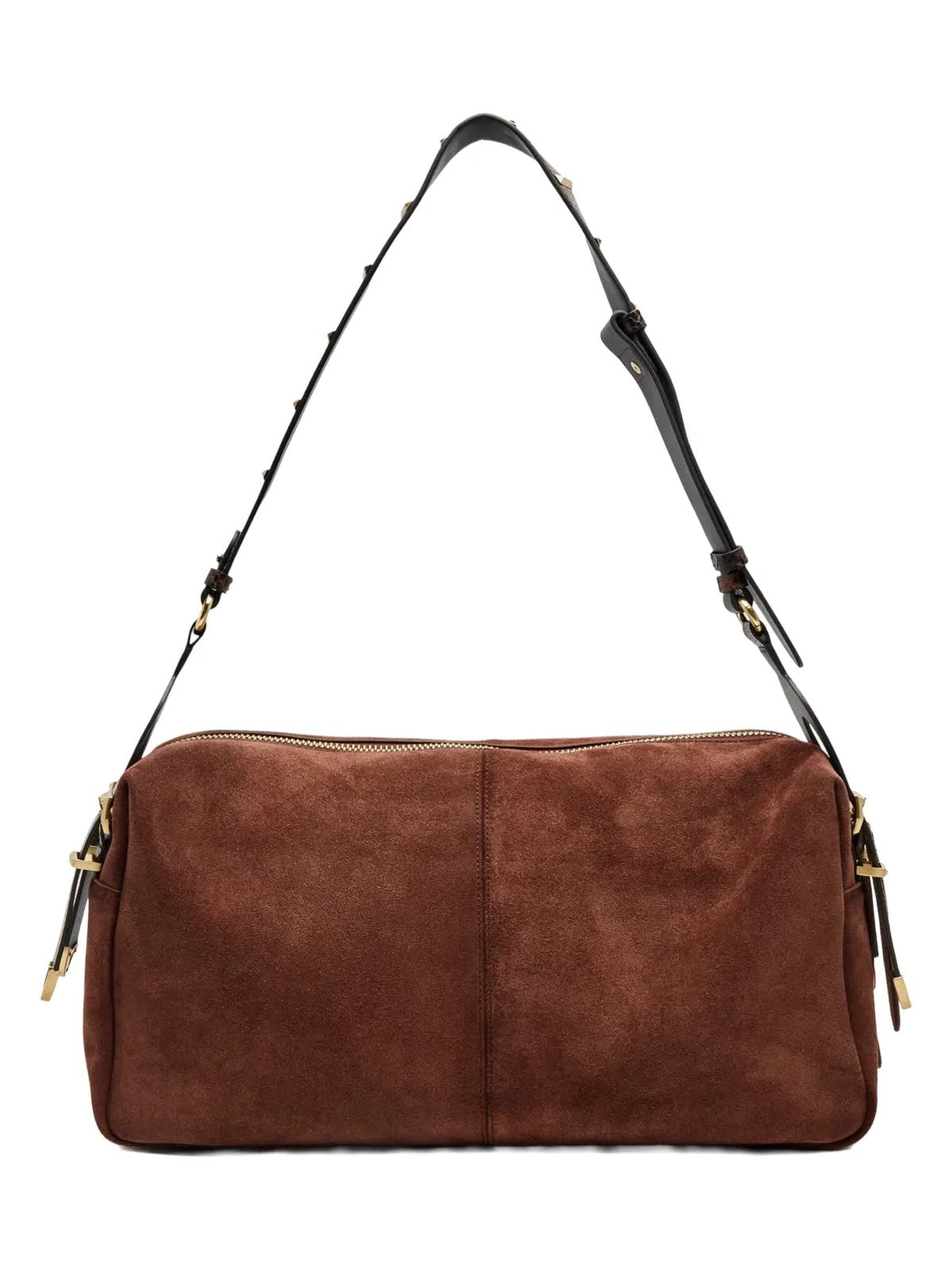 PINKO Borsa Donna 24 CLASSIC SUEDE SPRAYING CASTANO INTENSO-MATT. GOLD - 106676-A3DB L88J