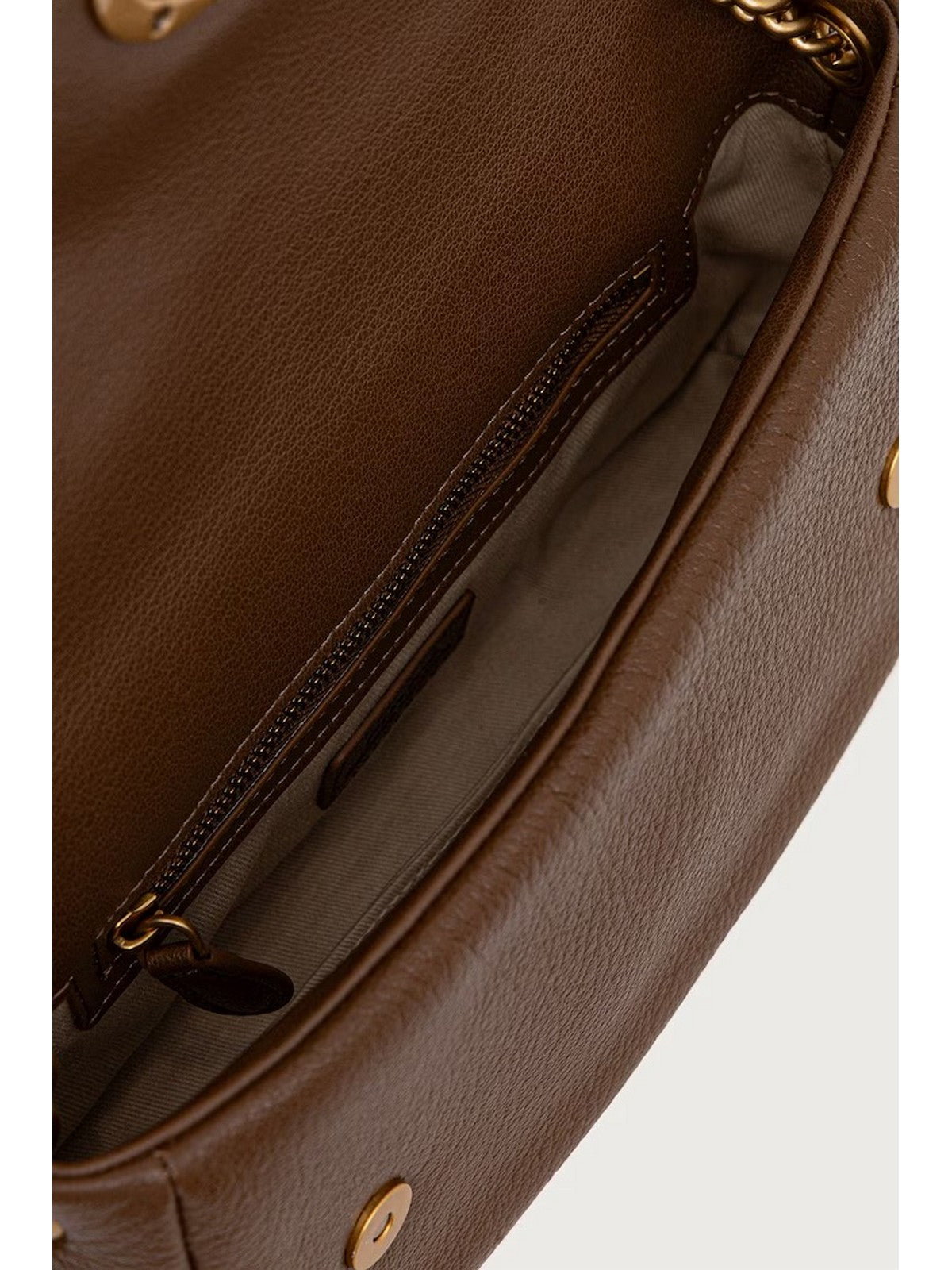 PINKO Borsa Donna CLICK SOFT HORIZONTAL CHAIN MN MARRONE COGNAC-ANTIQUE GOLD - 107038-A3CX M37Q