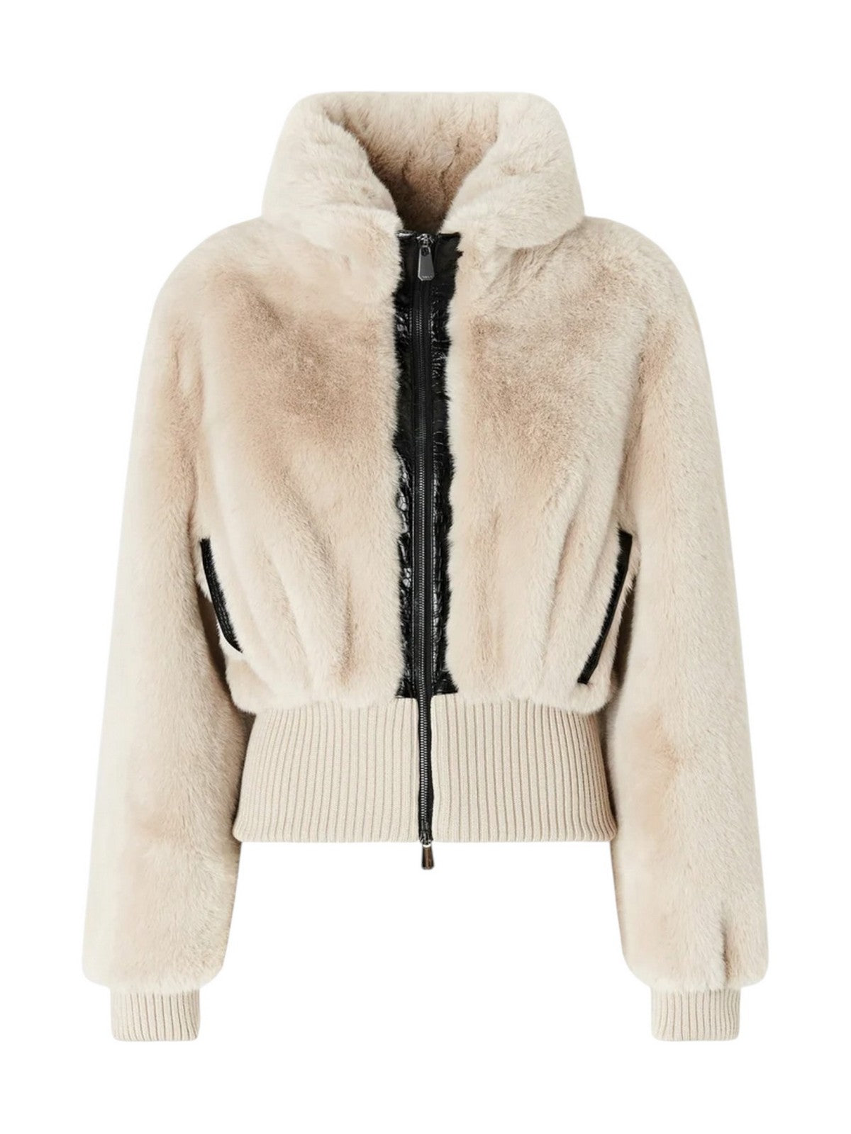 PINKO Simil Pelliccia Donna BAGELS BOMBER ASPEN ASPETTO VI BEIGE-GIORNO PIOVOSO - 107040-A3E7 C32