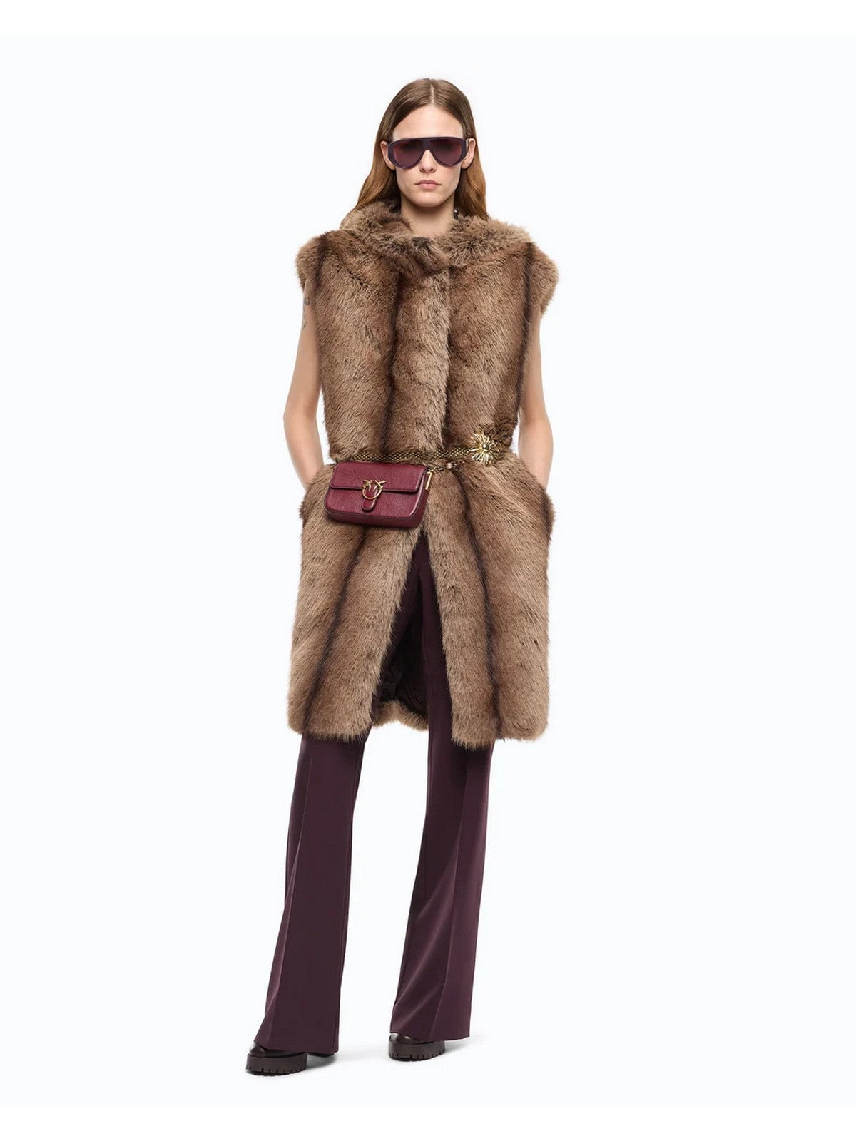 PINKO Simil Pelliccia Donna GALEARIS GILET ASPEN ASPETTO L BEIGE-GALLINACCIO - 107042-A3C6 D31