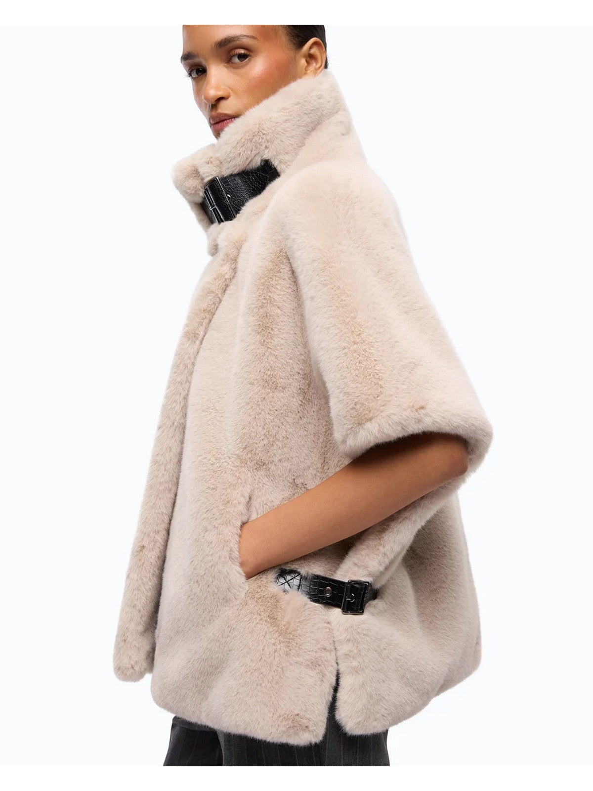 PINKO Simil Pelliccia Donna NEW COMODINO CAPPA ASPEN ASPET BEIGE-GIORNO PIOVOSO - 107043-A3E7 C32