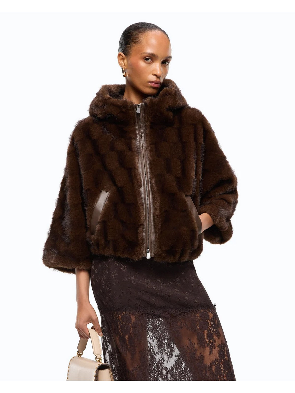 PINKO Simil Pelliccia Donna CADETIA CAPPA ASPEN ASPETTO VI MARRONE-CHICCO DI CAFFE' - 107054-A3C5 M11