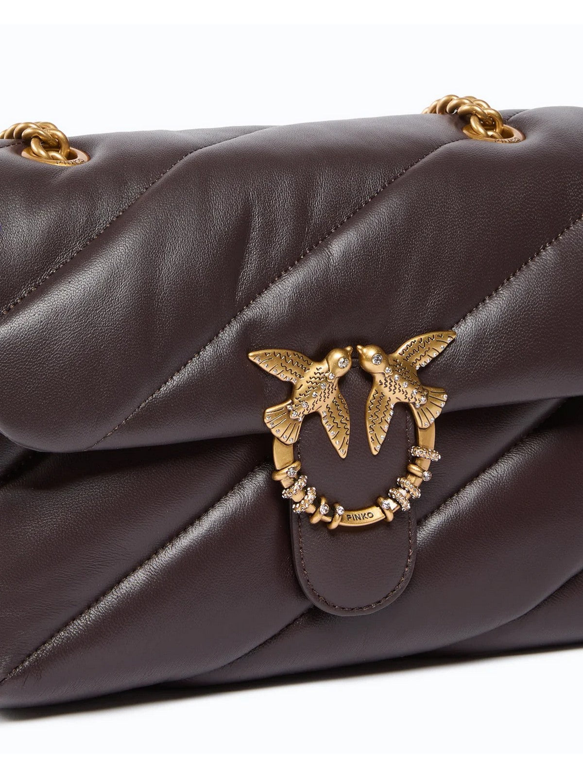 PINKO Borsa Donna PUFF CLASSIC NEW BUCKLE SHEEP MARRONE MARASCA-ANTIQUE GOLD - 107057-A0F2 M12Q