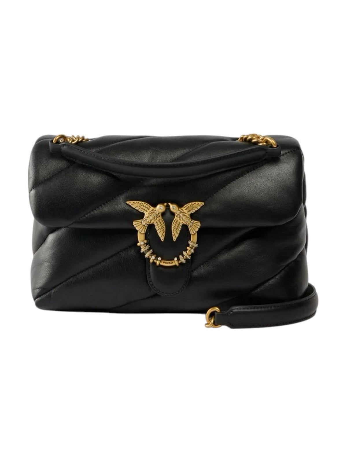 PINKO Borsa Donna PUFF CLASSIC NEW BUCKLE SHEEP NERO-ANTIQUE GOLD - 107057-A0F2 Z99Q