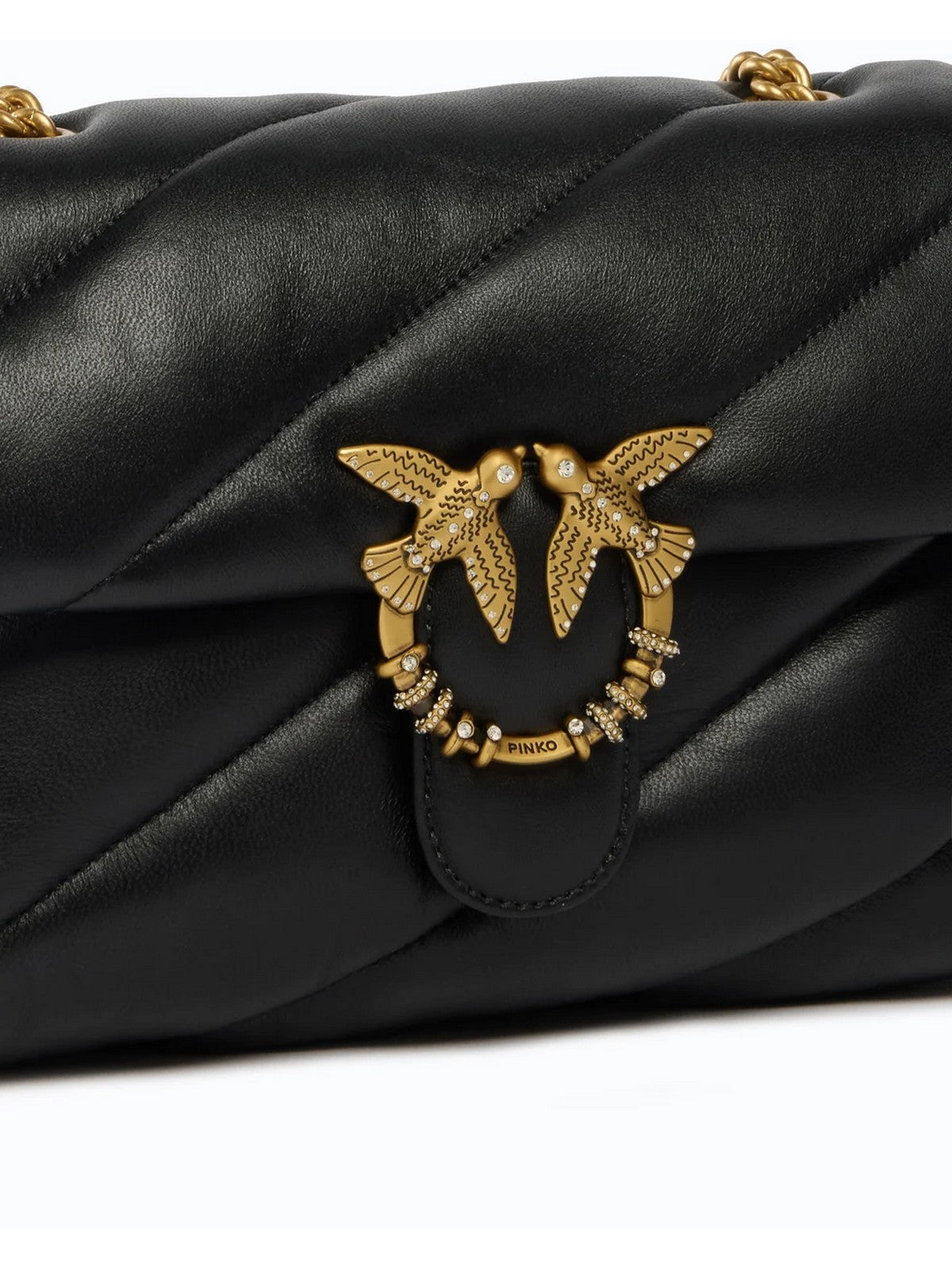 PINKO Borsa Donna PUFF CLASSIC NEW BUCKLE SHEEP NERO-ANTIQUE GOLD - 107057-A0F2 Z99Q