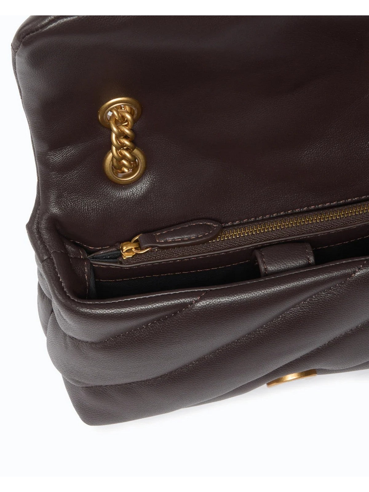 PINKO Borsa Donna PUFF MINI NEW BUCKLE SHEEP NAP MARRONE MARASCA-ANTIQUE GOLD - 107058-A0F2 M12Q