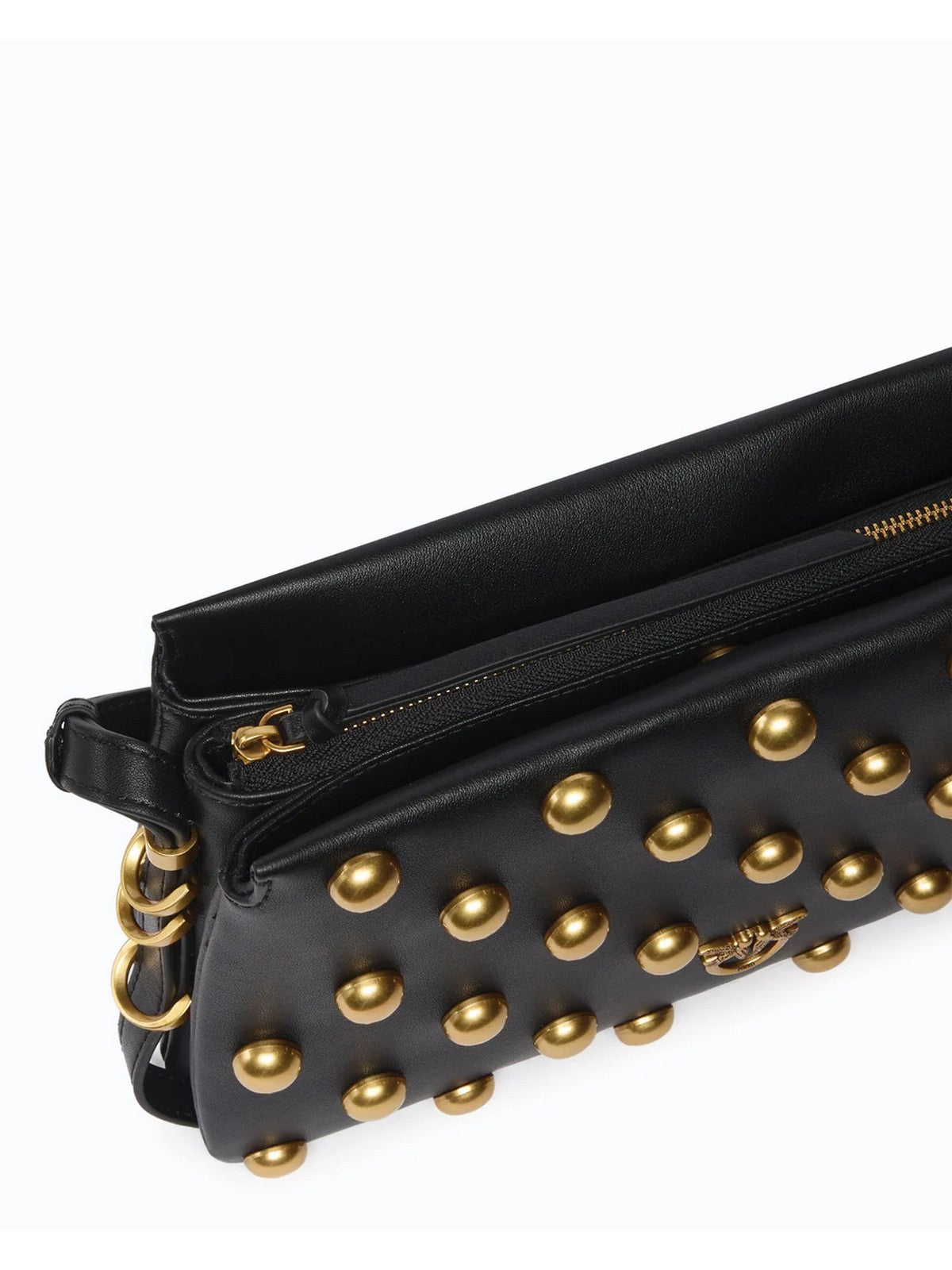 PINKO Borsa Donna TRIPLET MINI+STUDS VITELLO MOR NERO-ANTIQUE GOLD - 107063-A0QO Z99Q