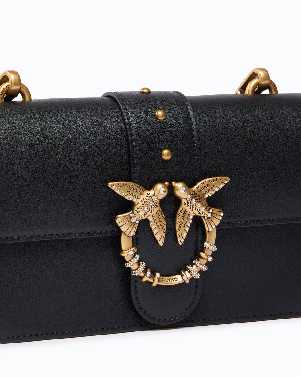 PINKO Borsa Donna LOVE ONE MINI NEW BUCKLE VITEL NERO-ANTIQUE GOLD - 107071-A0F1 Z99Q